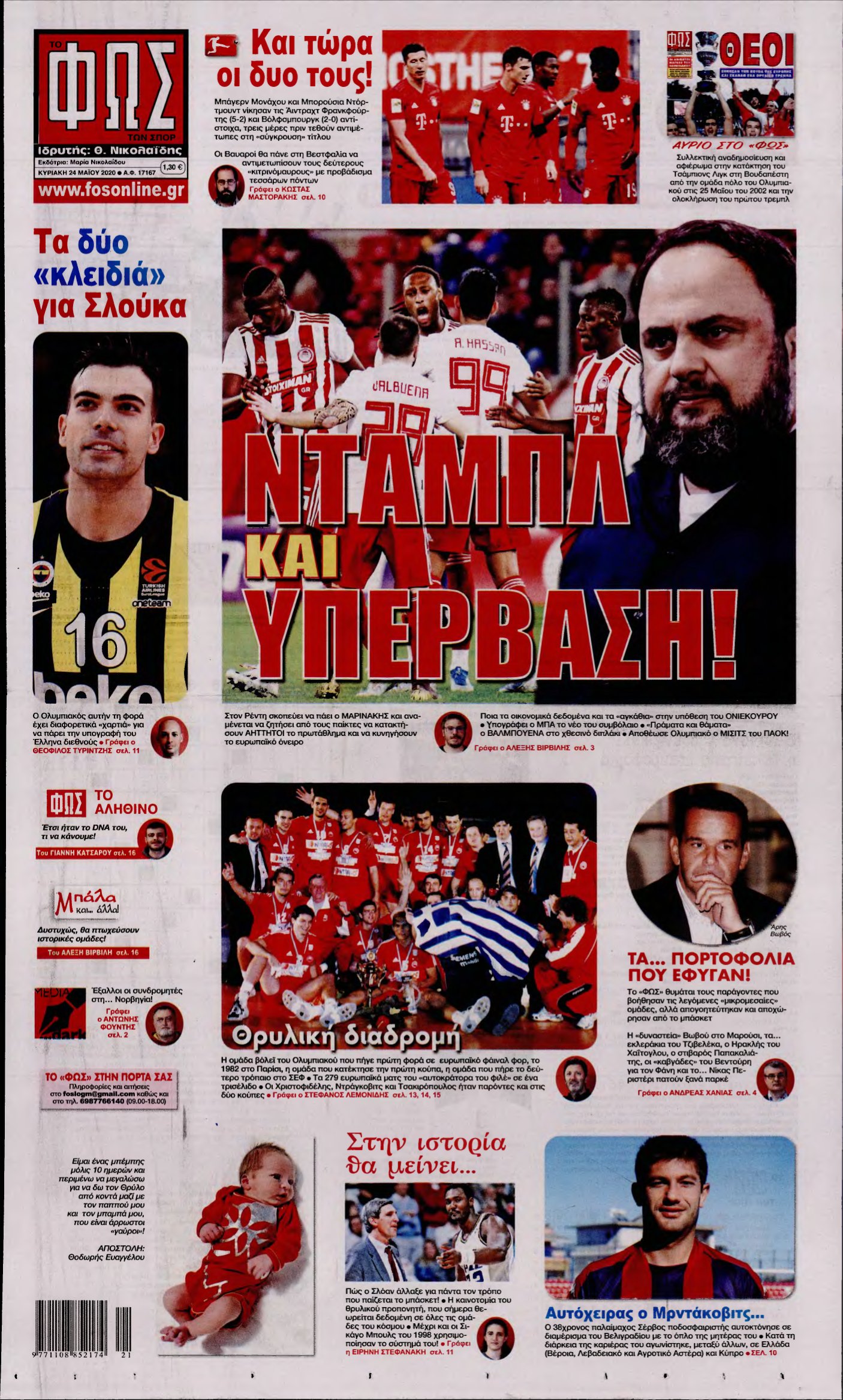 ΦΩΣ ΤΩΝ ΣΠΟΡ ΤΗΣ ΚΥΡΙΑΚΗΣ – 24/05/2020