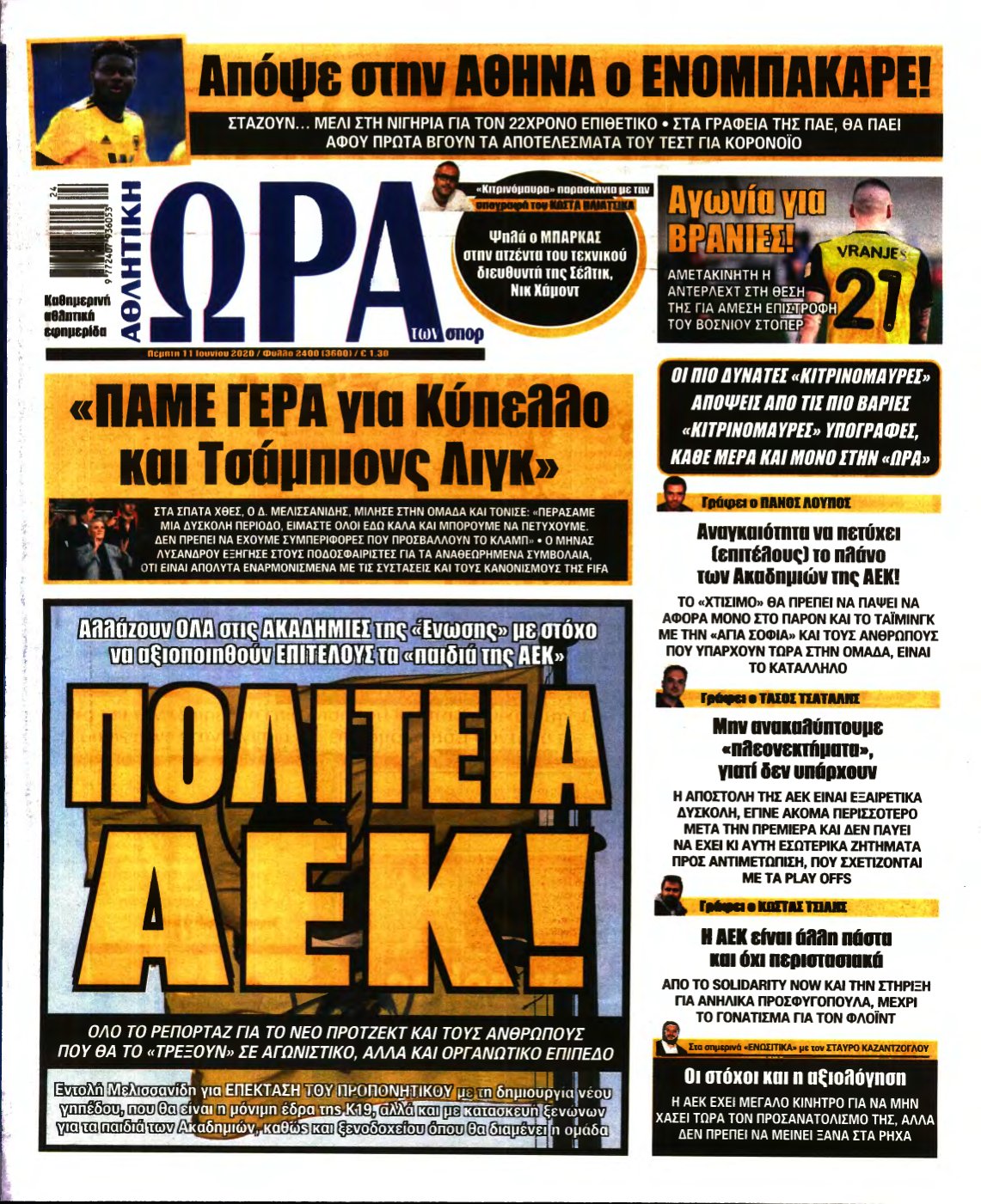 ΩΡΑ ΤΩΝ ΣΠΟΡ – 11/06/2020