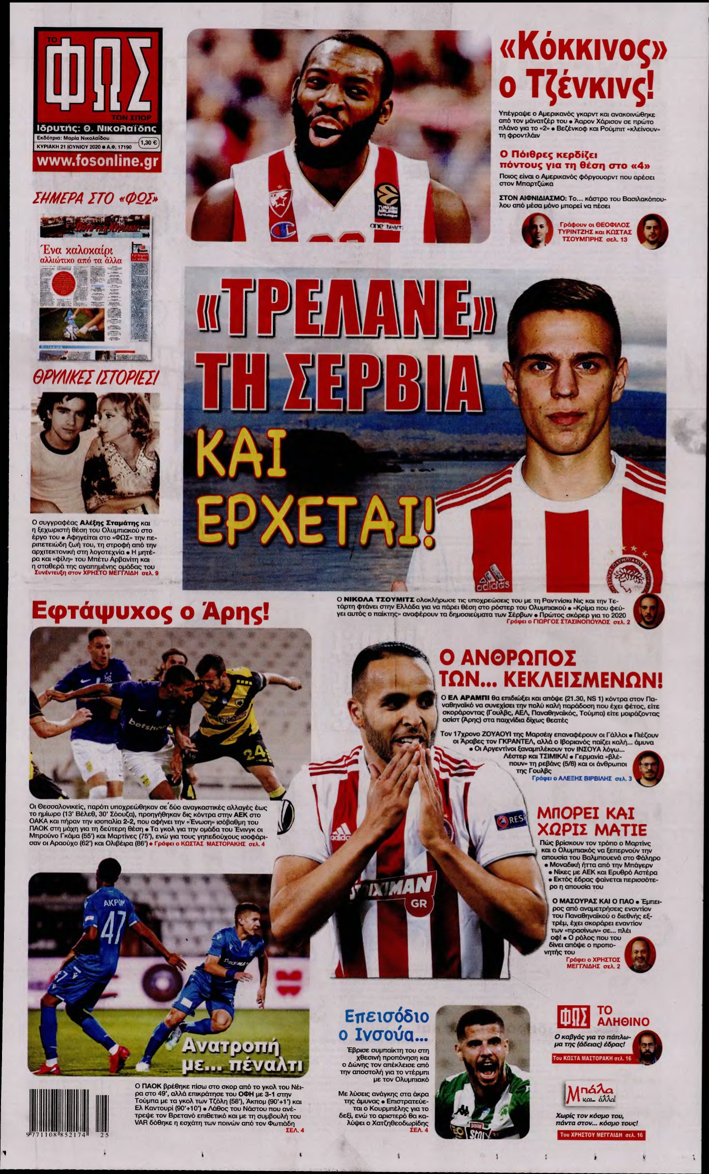 ΦΩΣ ΤΩΝ ΣΠΟΡ ΤΗΣ ΚΥΡΙΑΚΗΣ – 21/06/2020