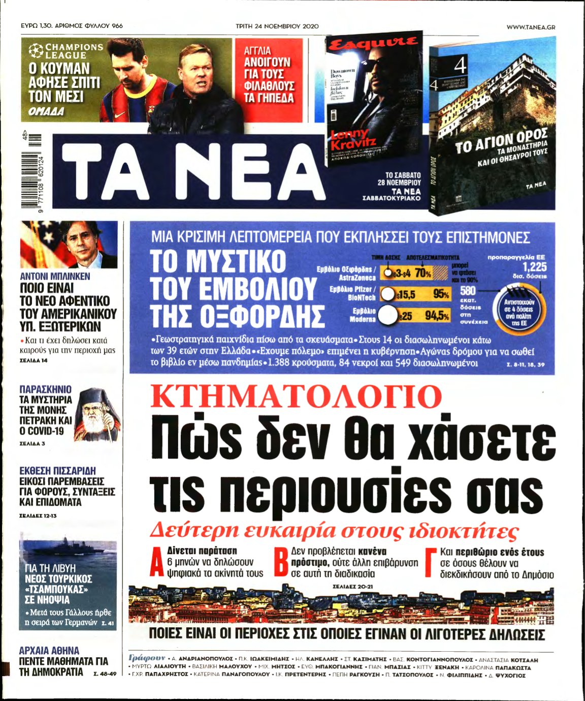 ΤΑ ΝΕΑ – 24/11/2020