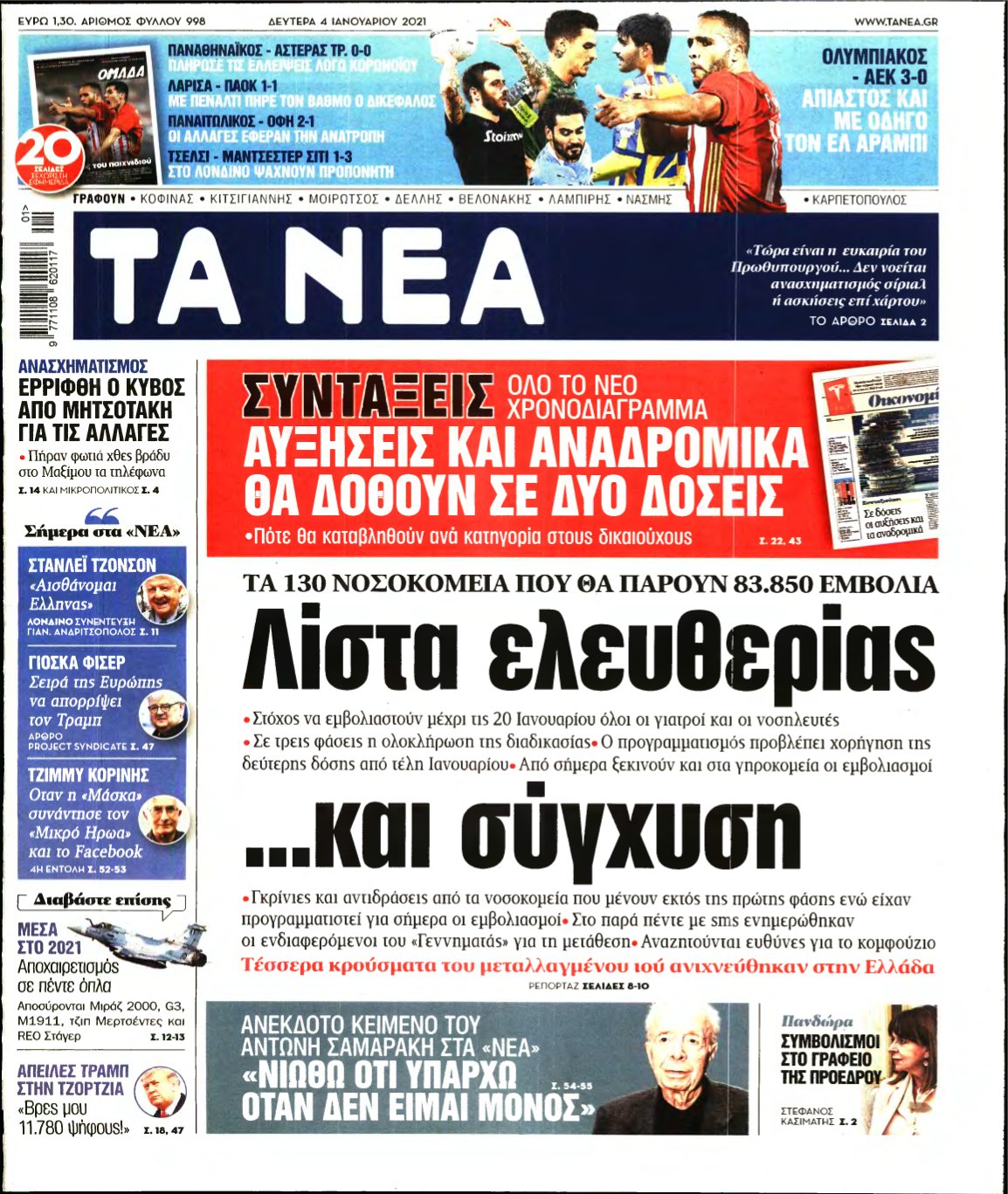 ΤΑ ΝΕΑ – 04/01/2021