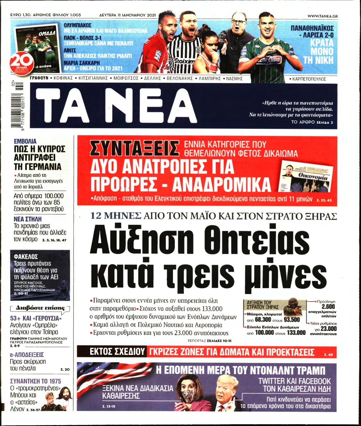 ΤΑ ΝΕΑ – 11/01/2021