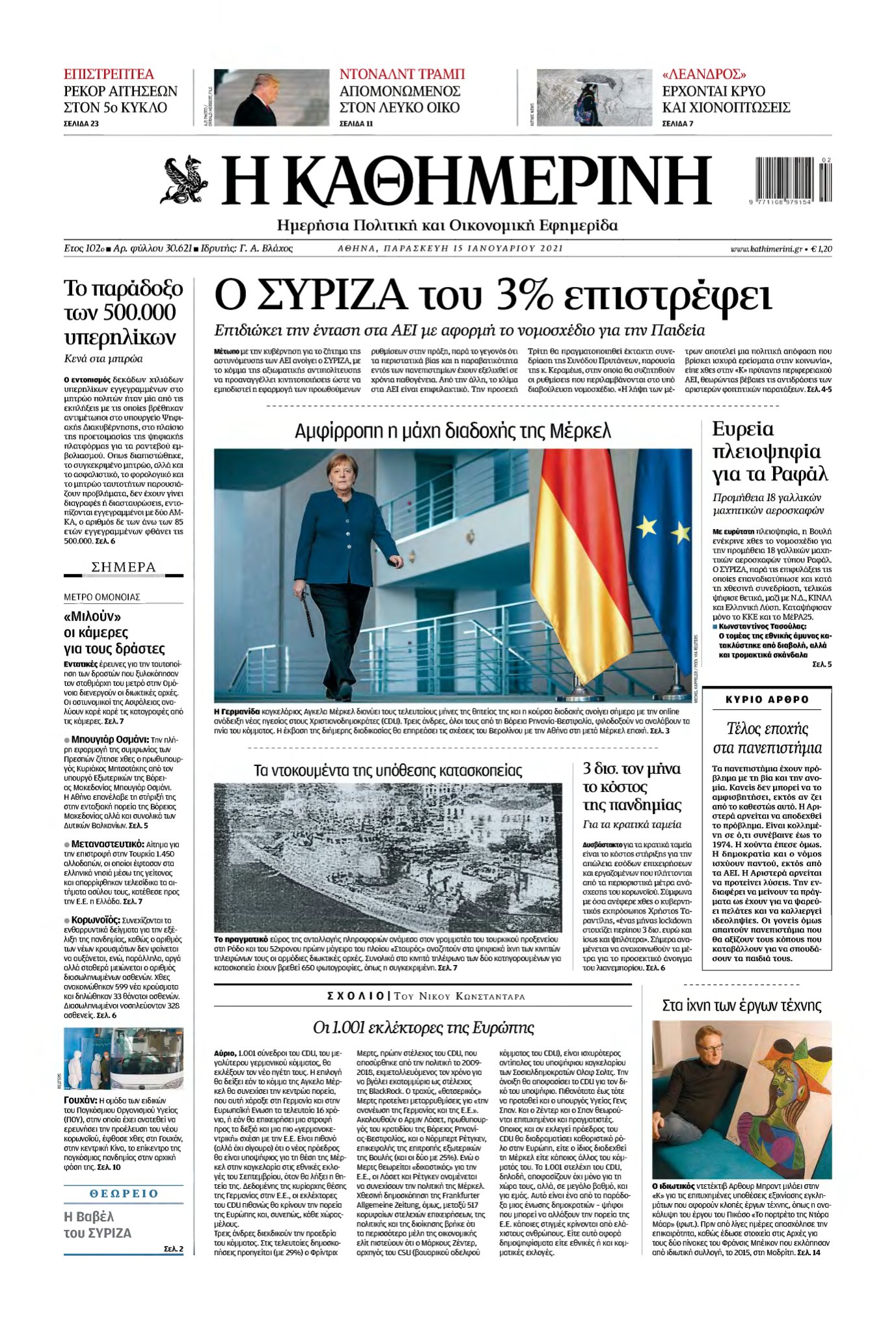 ΚΑΘΗΜΕΡΙΝΗ – 15/01/2021