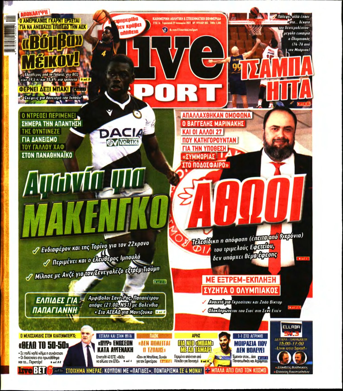 LIVE SPORT – 29/01/2021