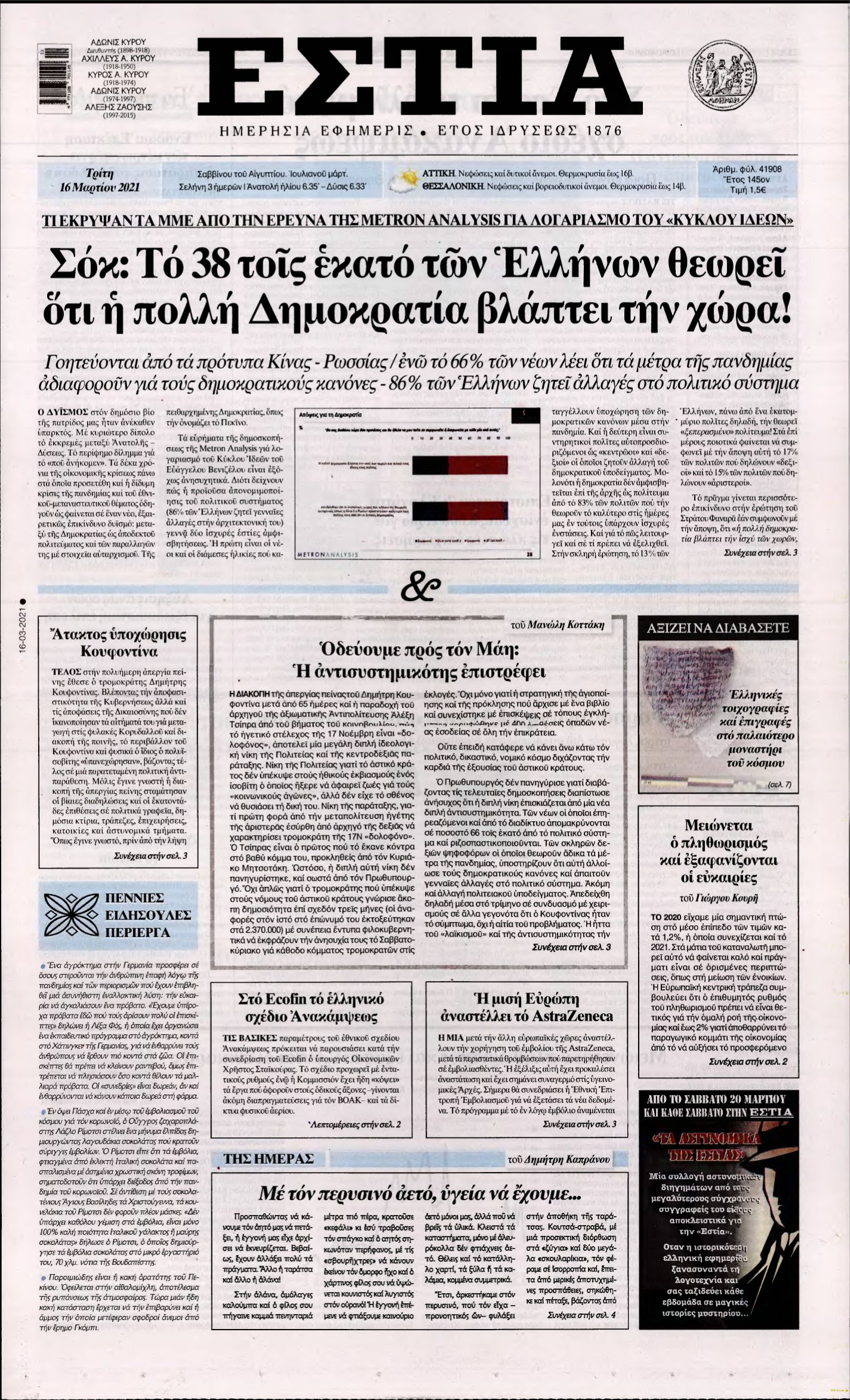 ΕΣΤΙΑ – 16/03/2021