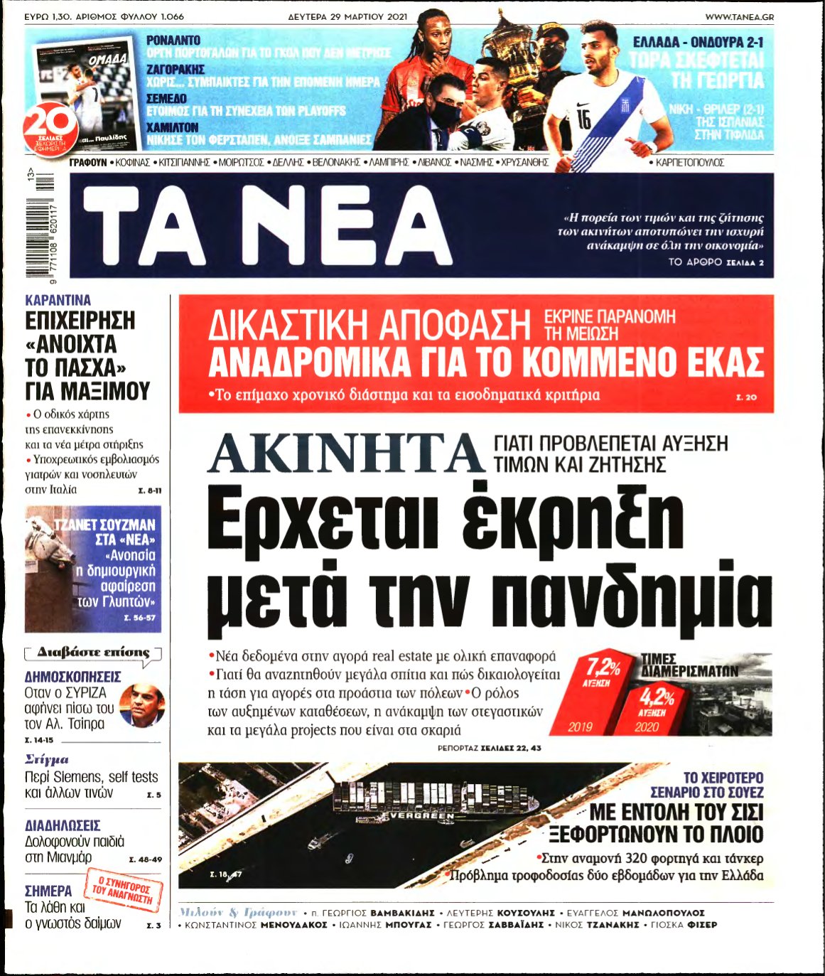 ΤΑ ΝΕΑ – 29/03/2021
