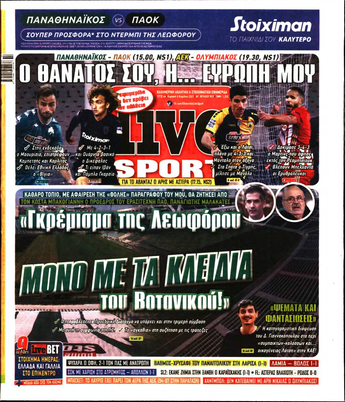 LIVE SPORT ΚΥΡΙΑΚΗΣ – 04/04/2021