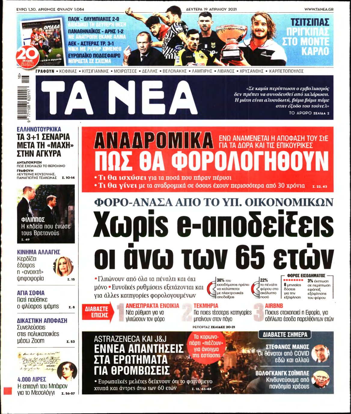 ΤΑ ΝΕΑ – 19/04/2021