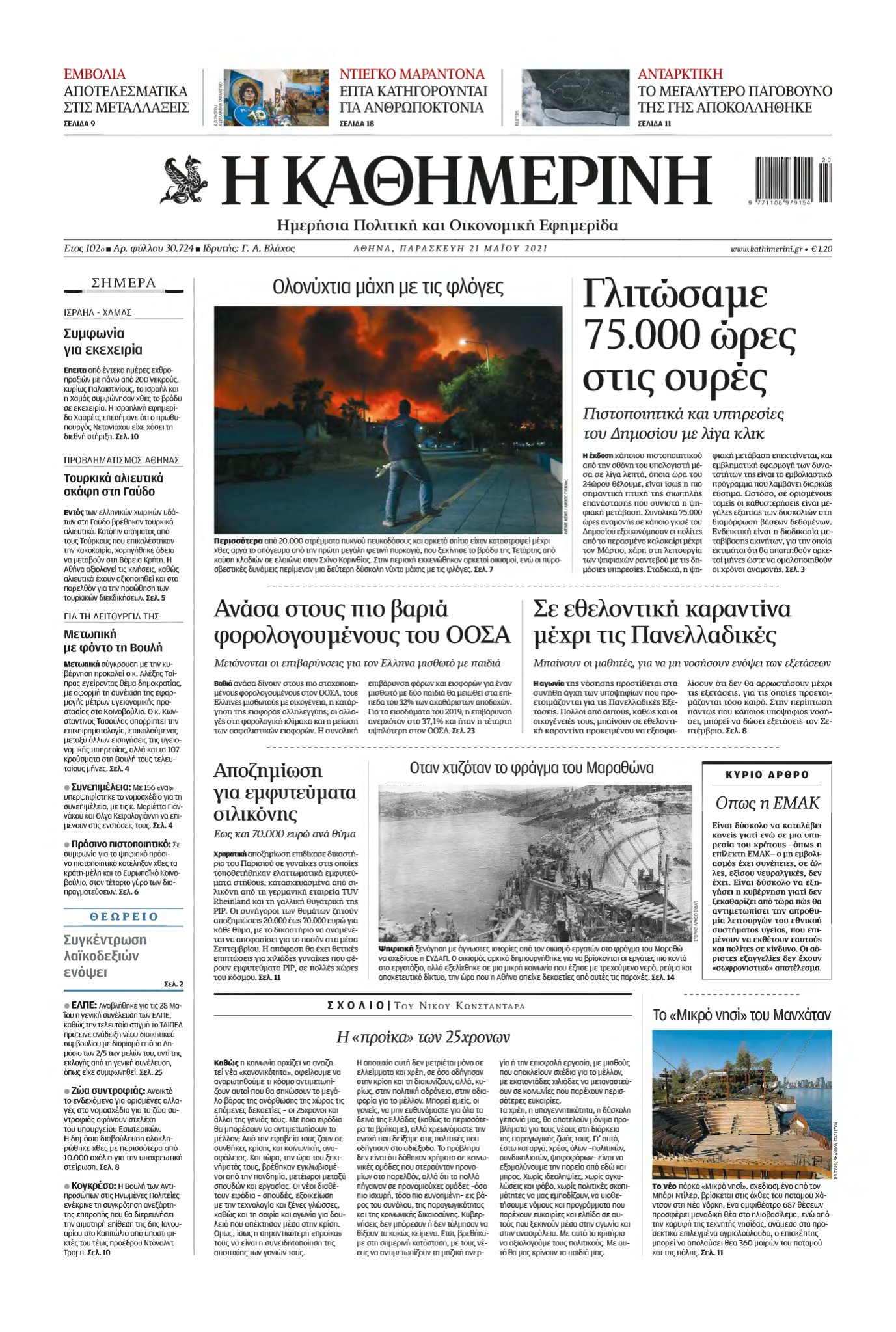 ΚΑΘΗΜΕΡΙΝΗ – 21/05/2021