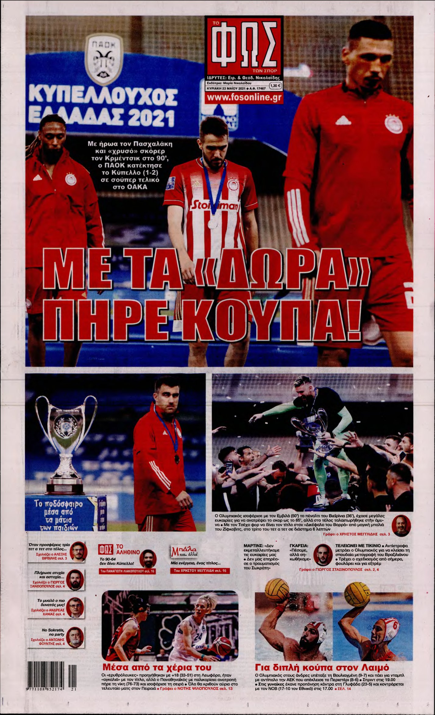 ΦΩΣ ΤΩΝ ΣΠΟΡ ΤΗΣ ΚΥΡΙΑΚΗΣ – 23/05/2021