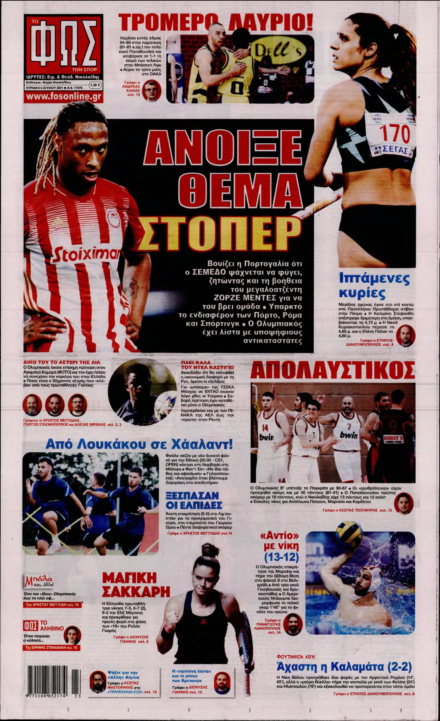 ΦΩΣ ΤΩΝ ΣΠΟΡ ΤΗΣ ΚΥΡΙΑΚΗΣ – 06/06/2021