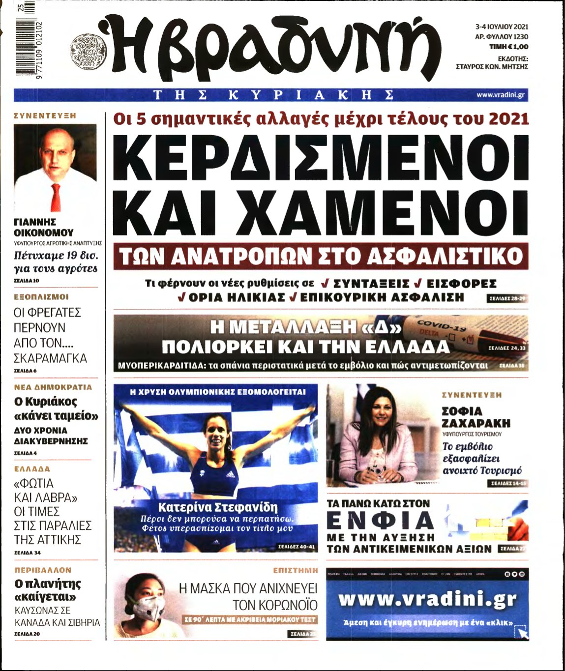 ΒΡΑΔΥΝΗ ΤΗΣ ΚΥΡΙΑΚΗΣ – 03/07/2021