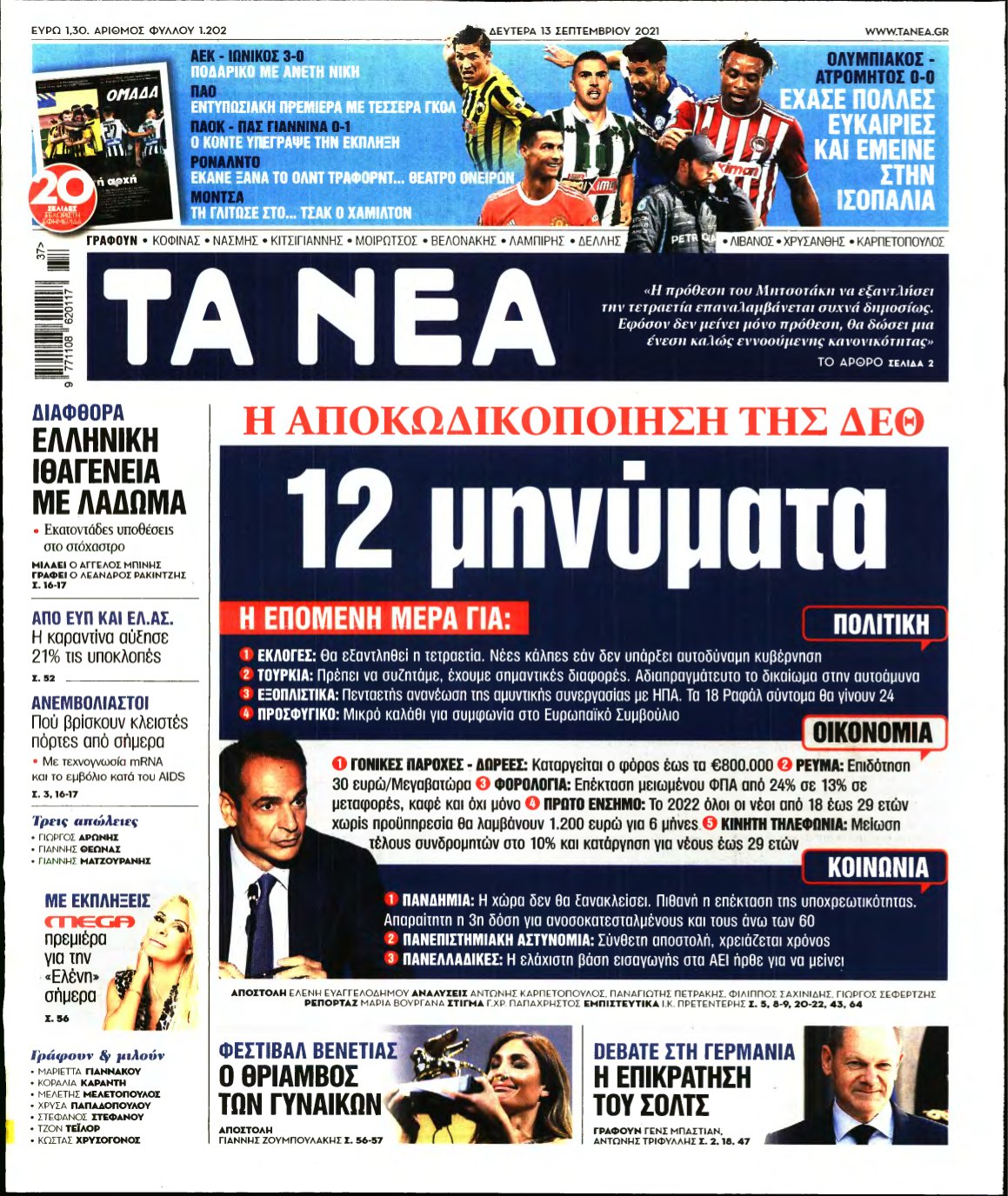 ΤΑ ΝΕΑ – 13/09/2021