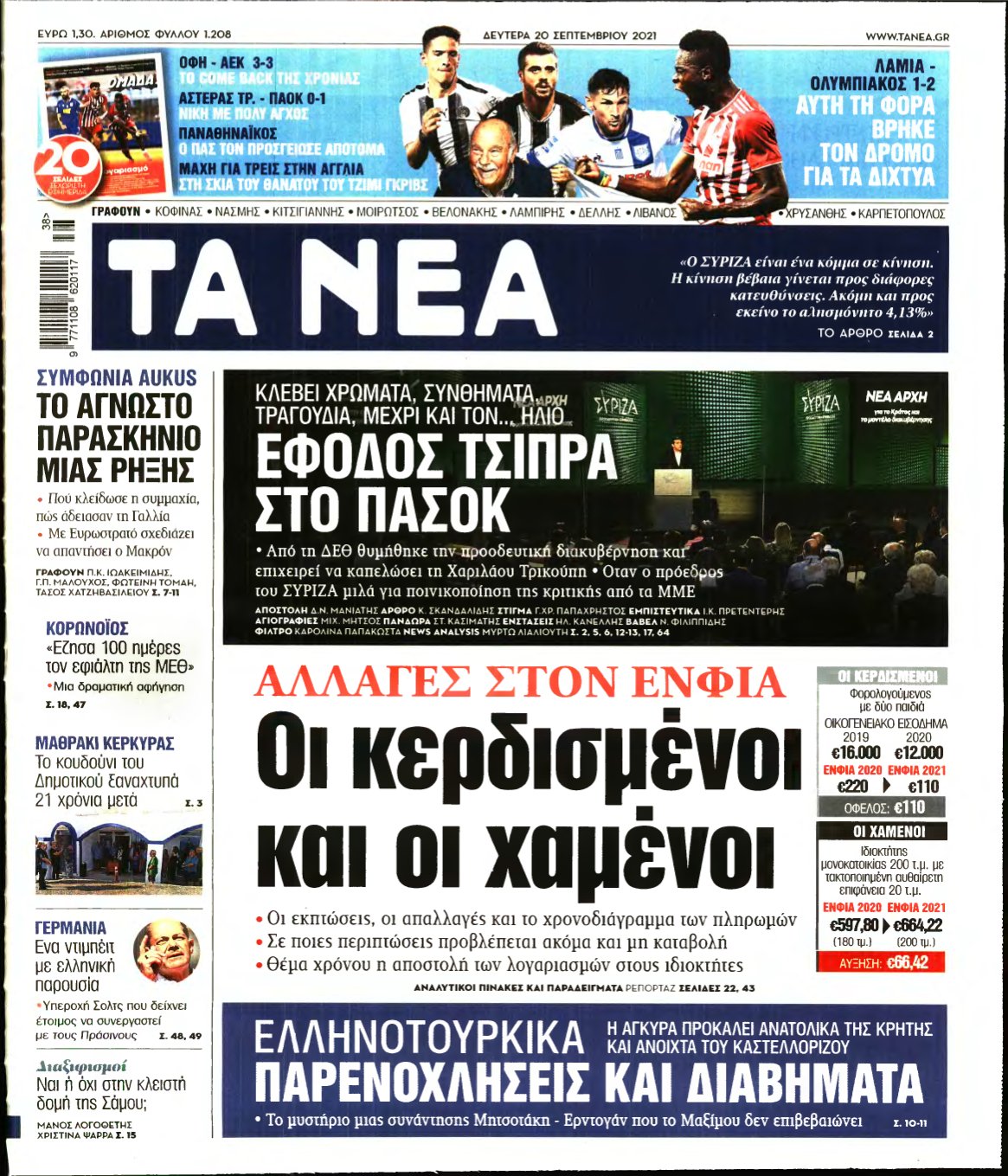 ΤΑ ΝΕΑ – 20/09/2021