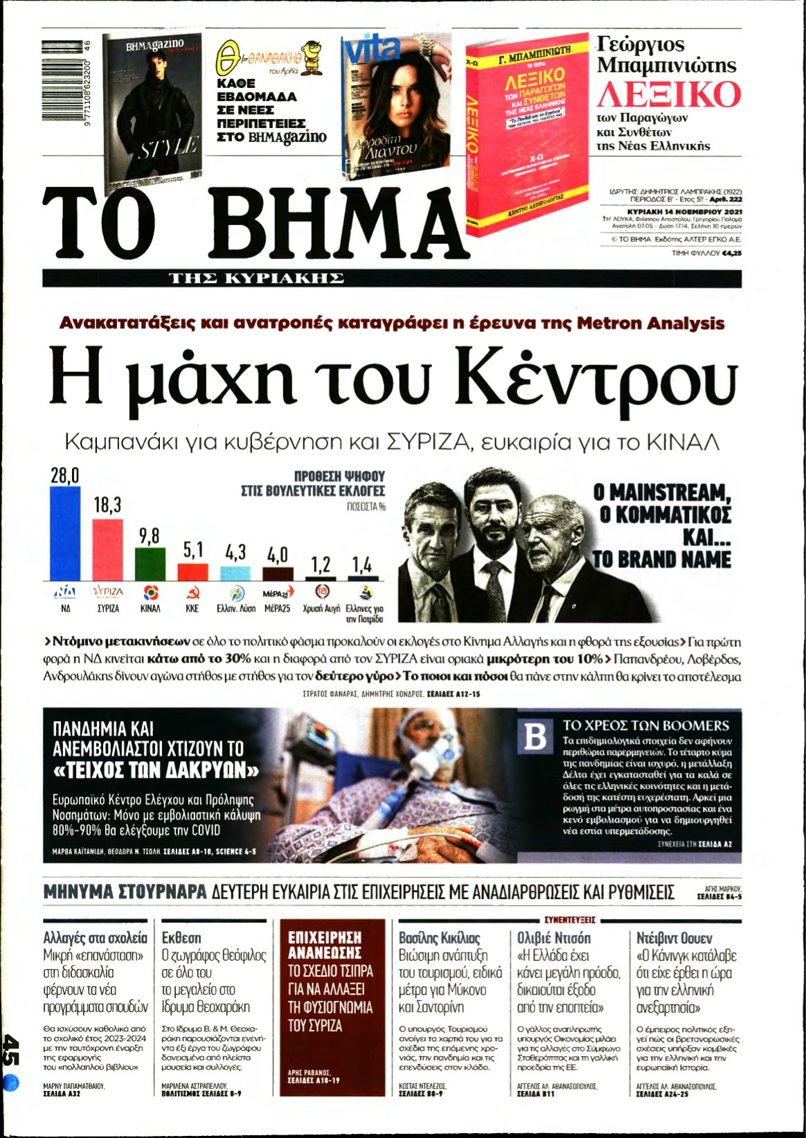 ΤΟ ΒΗΜΑ ΤΗΣ ΚΥΡΙΑΚΗΣ – 14/11/2021