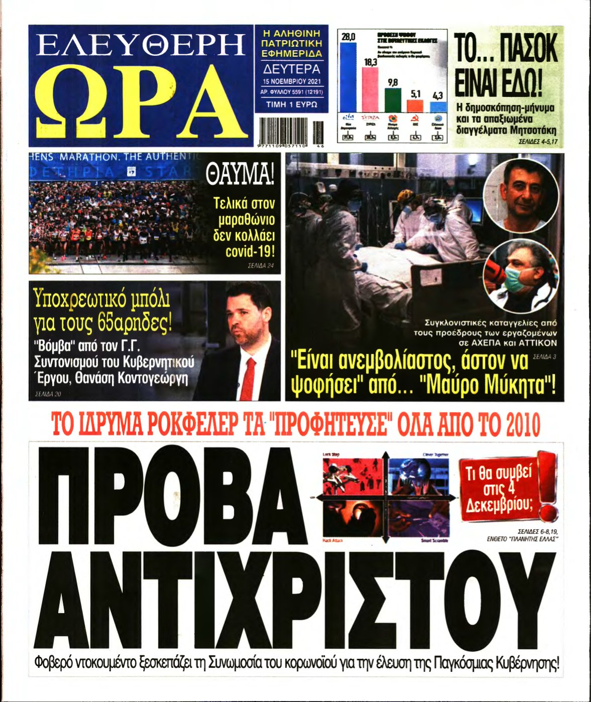 ΕΛΕΥΘΕΡΗ ΩΡΑ – 15/11/2021