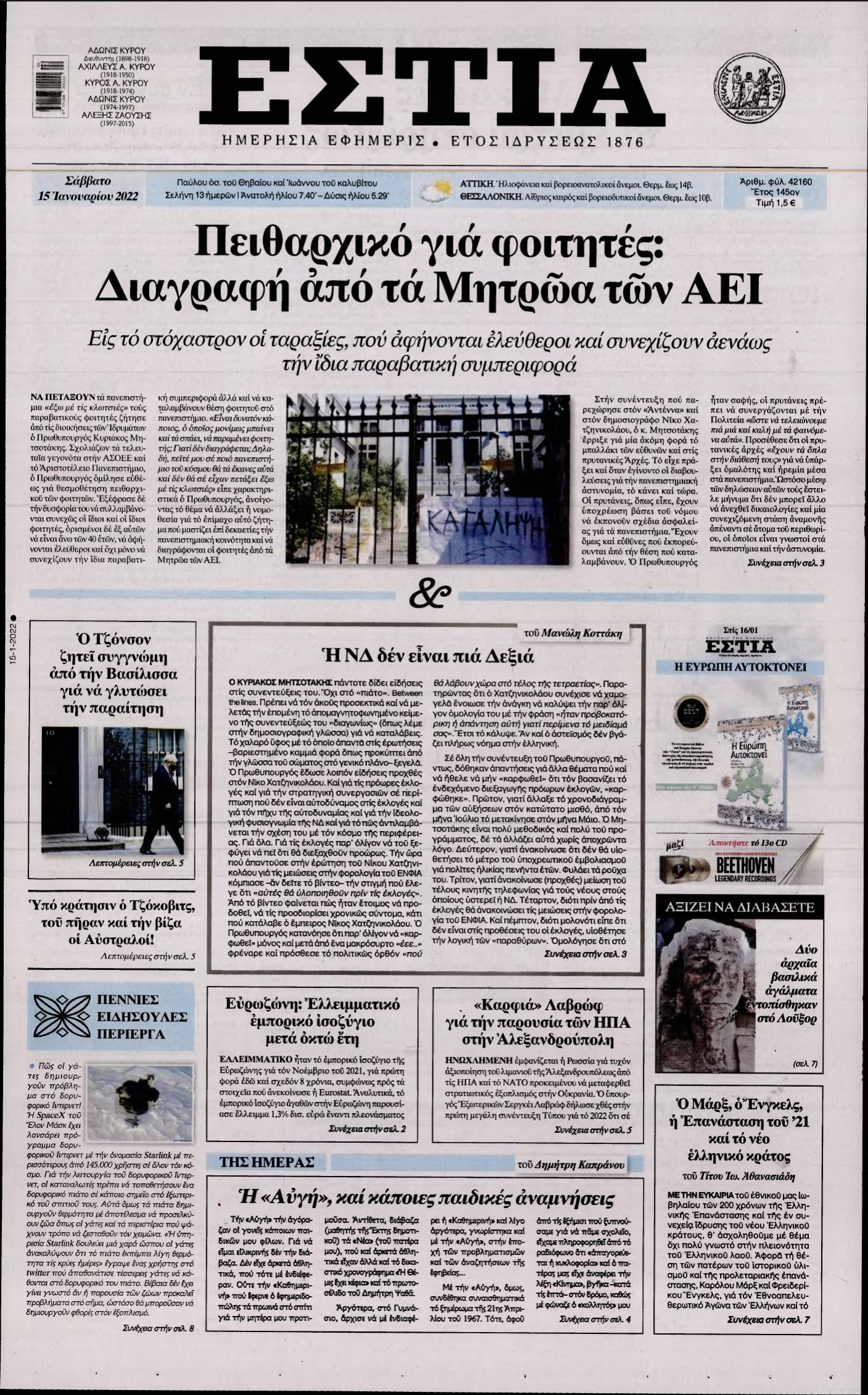 ΕΣΤΙΑ – 15/01/2022