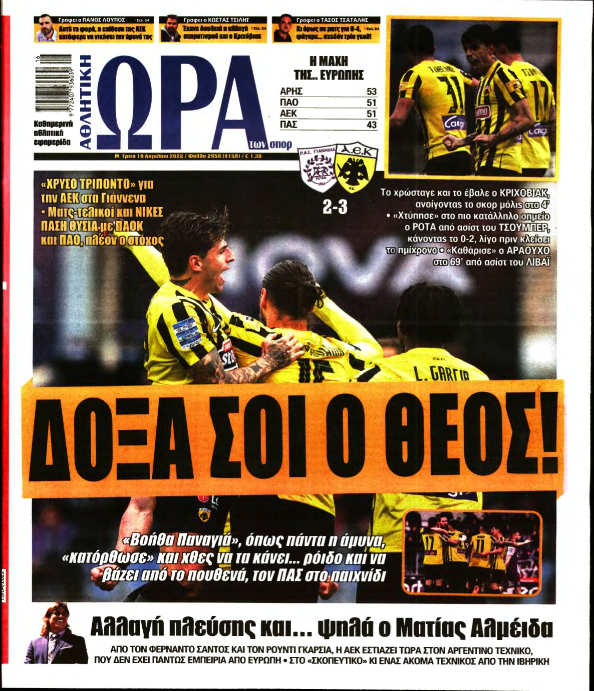 ΩΡΑ ΤΩΝ ΣΠΟΡ – 19/04/2022