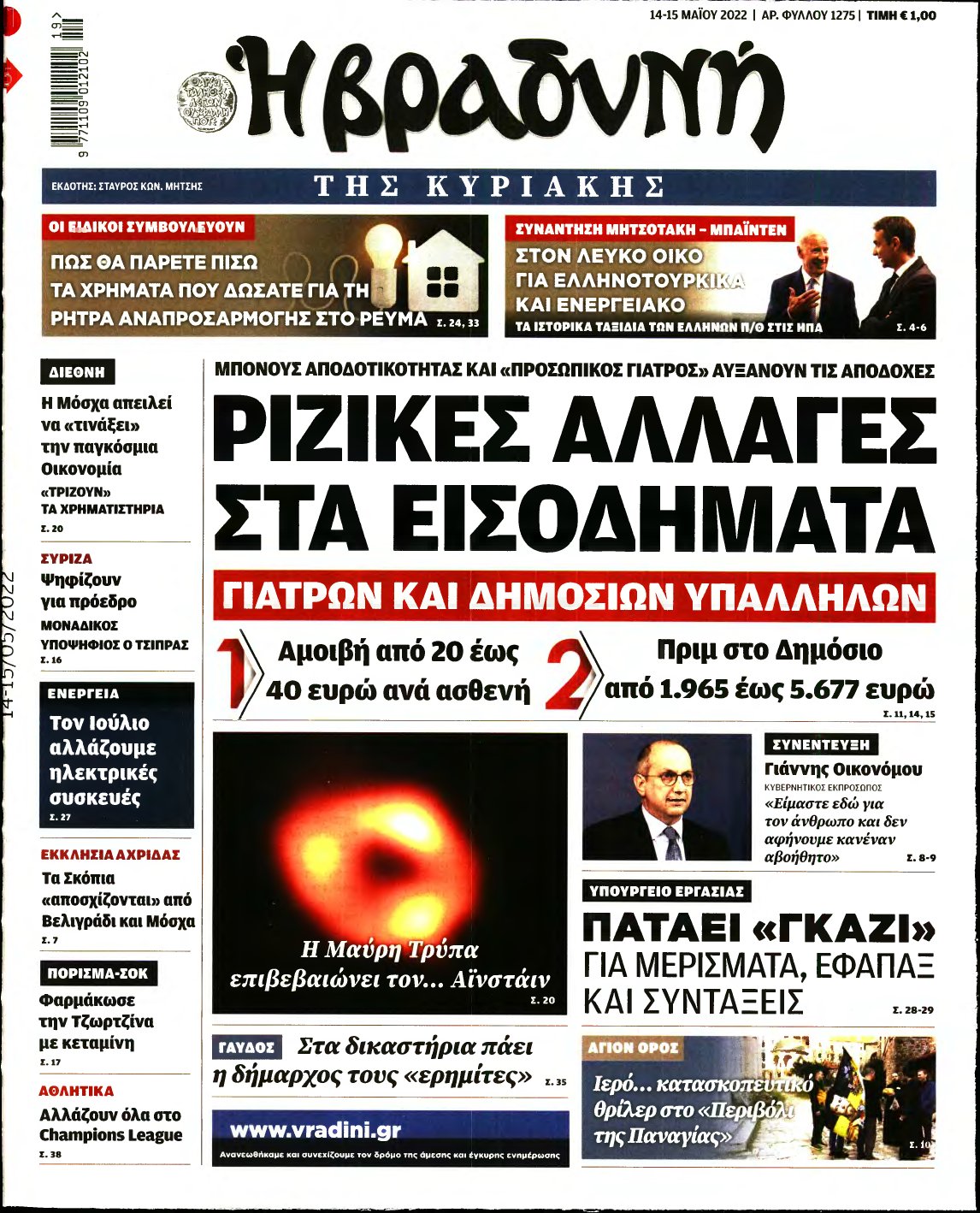 ΒΡΑΔΥΝΗ ΤΗΣ ΚΥΡΙΑΚΗΣ – 14/05/2022