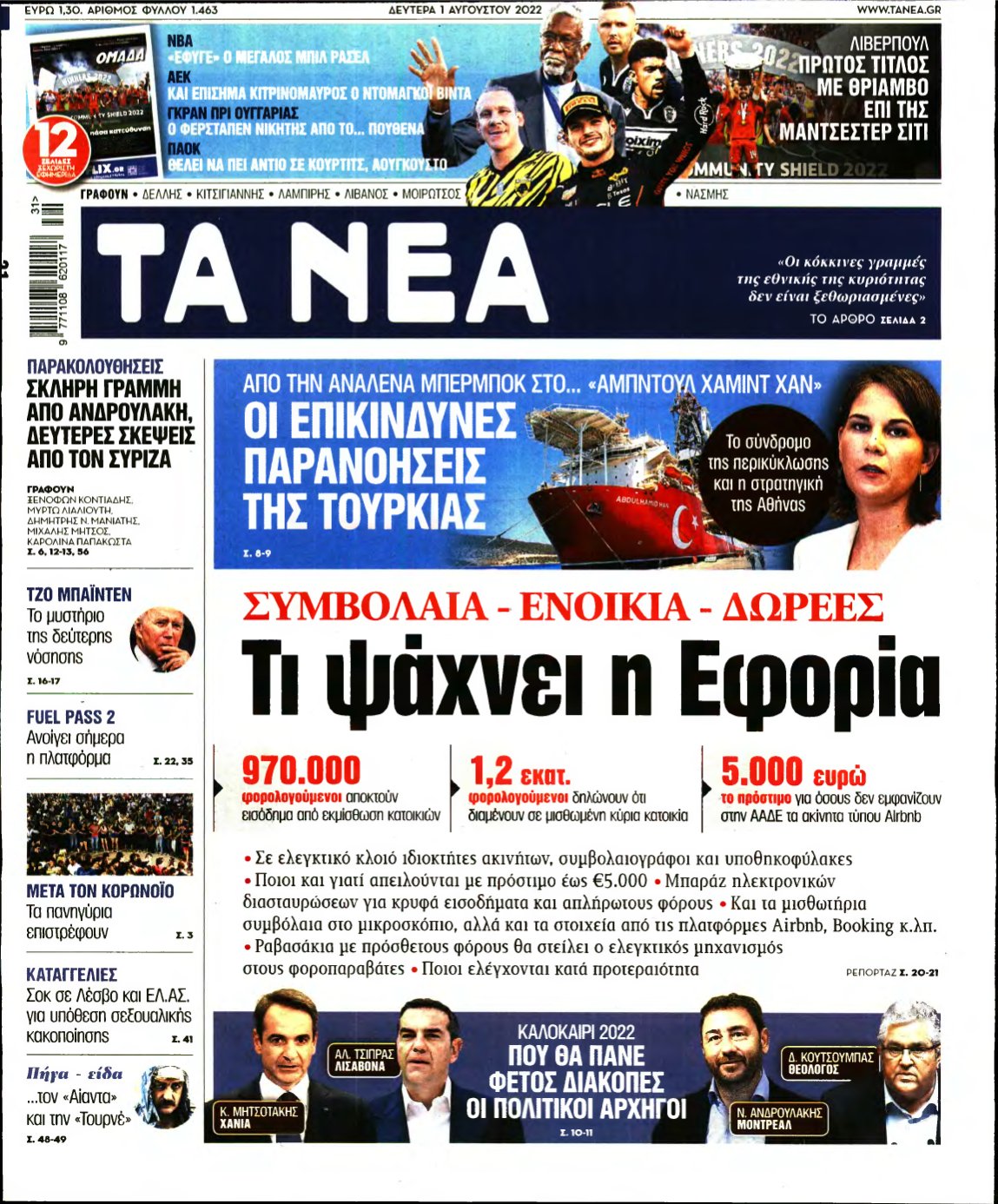 ΤΑ ΝΕΑ – 01/08/2022