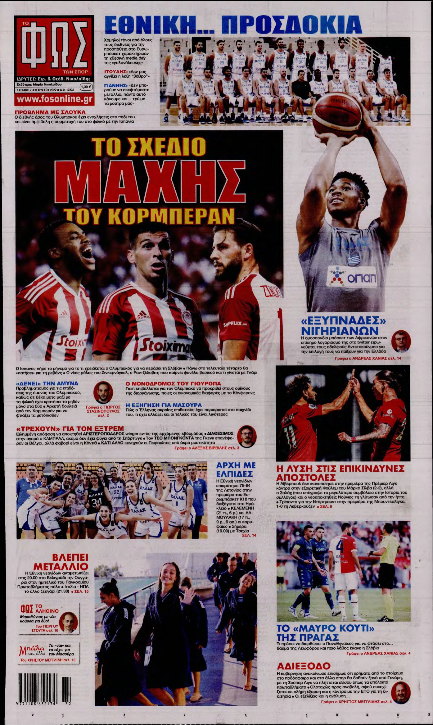 ΦΩΣ ΤΩΝ ΣΠΟΡ ΤΗΣ ΚΥΡΙΑΚΗΣ – 07/08/2022
