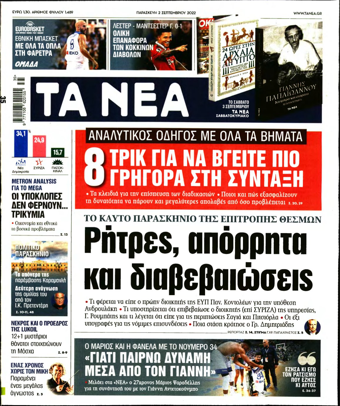ΤΑ ΝΕΑ – 02/09/2022