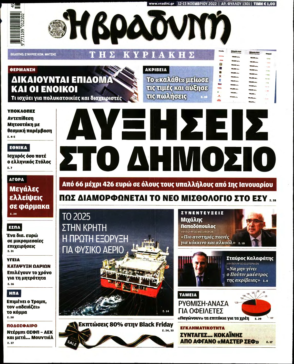 ΒΡΑΔΥΝΗ ΤΗΣ ΚΥΡΙΑΚΗΣ – 12/11/2022