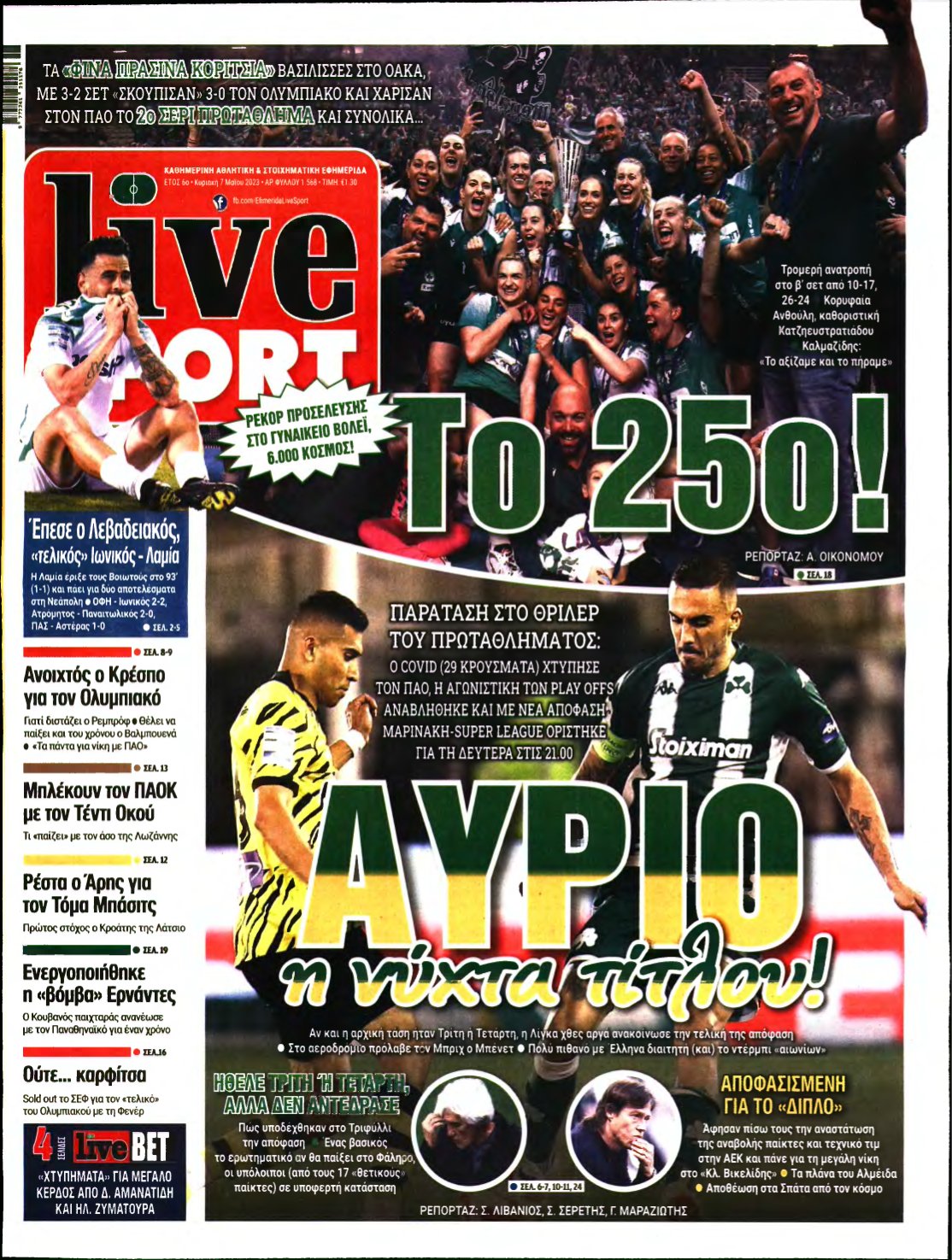 LIVE SPORT ΚΥΡΙΑΚΗΣ – 07/05/2023