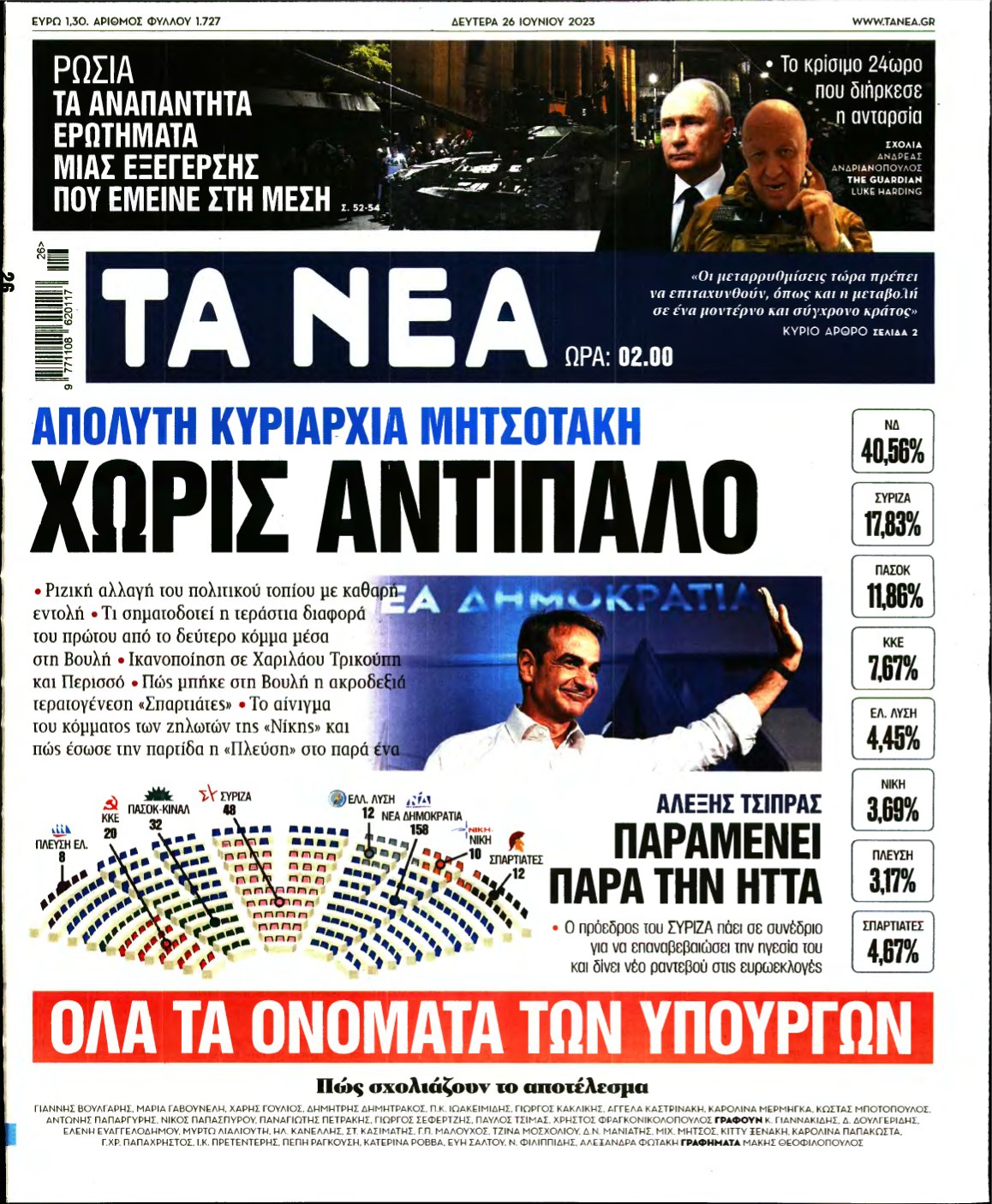 ΤΑ ΝΕΑ – 26/06/2023