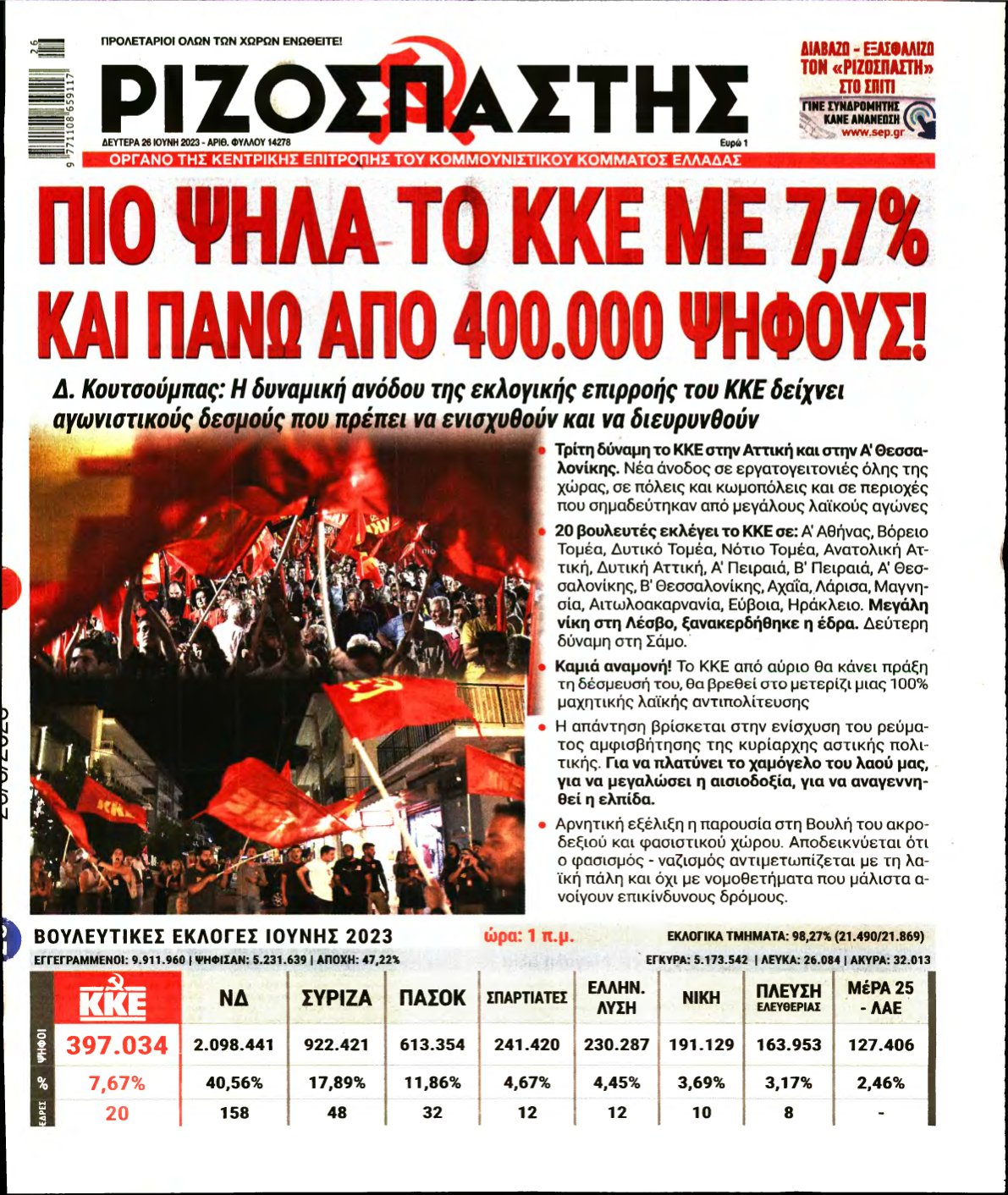 ΡΙΖΟΣΠΑΣΤΗΣ – 26/06/2023