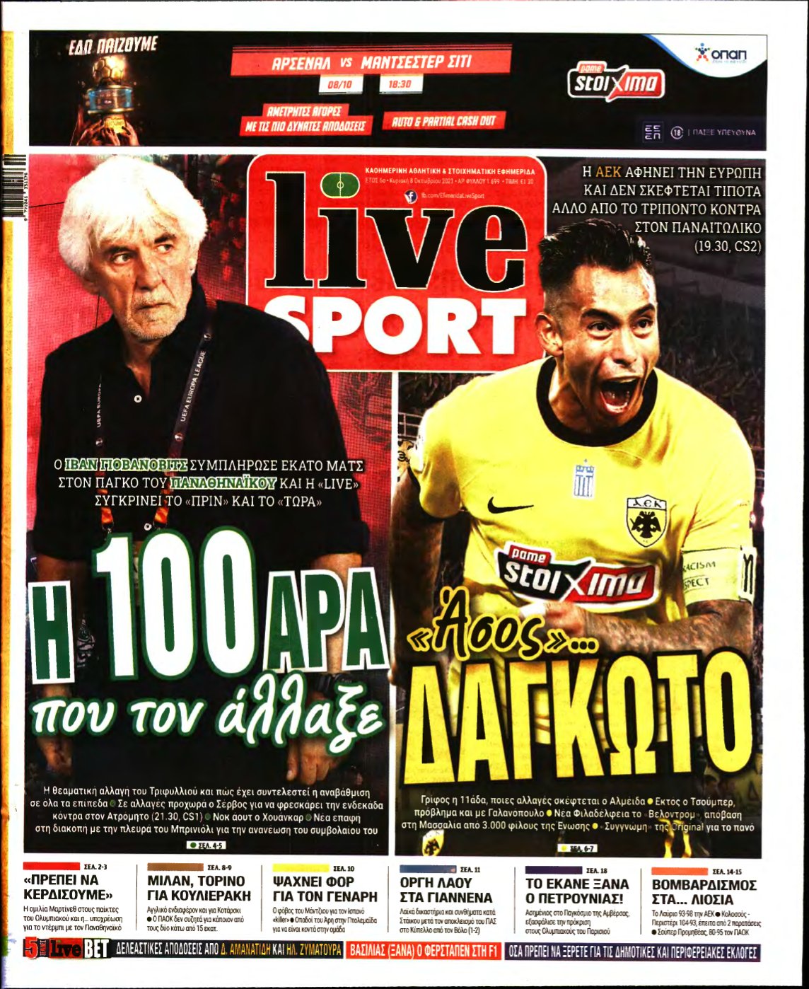 LIVE SPORT ΚΥΡΙΑΚΗΣ – 08/10/2023