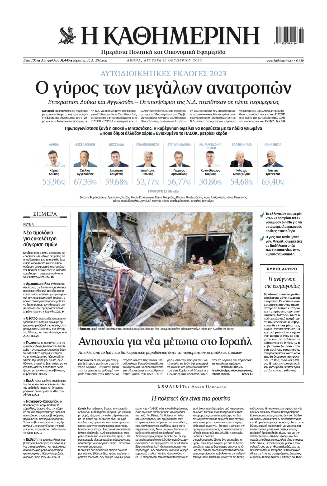 ΚΑΘΗΜΕΡΙΝΗ – 16/10/2023