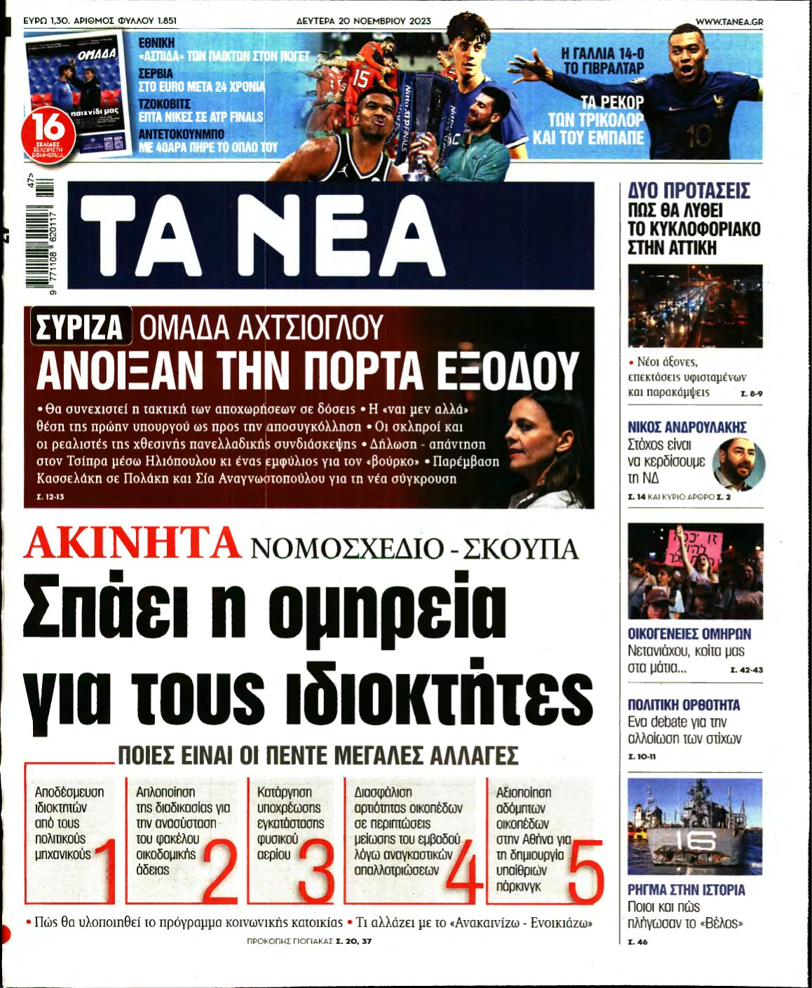 ΤΑ ΝΕΑ – 20/11/2023