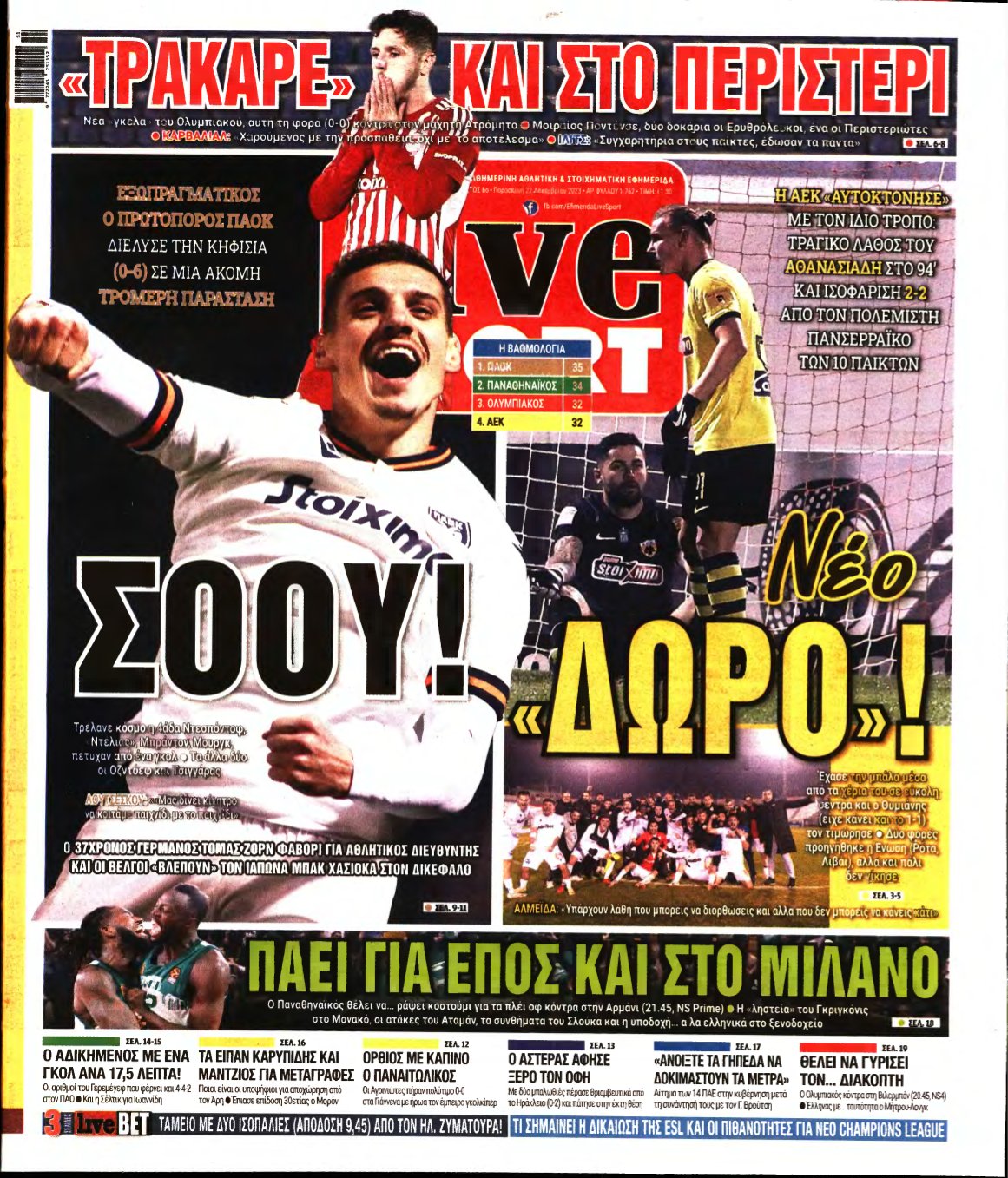 LIVE SPORT – 22/12/2023