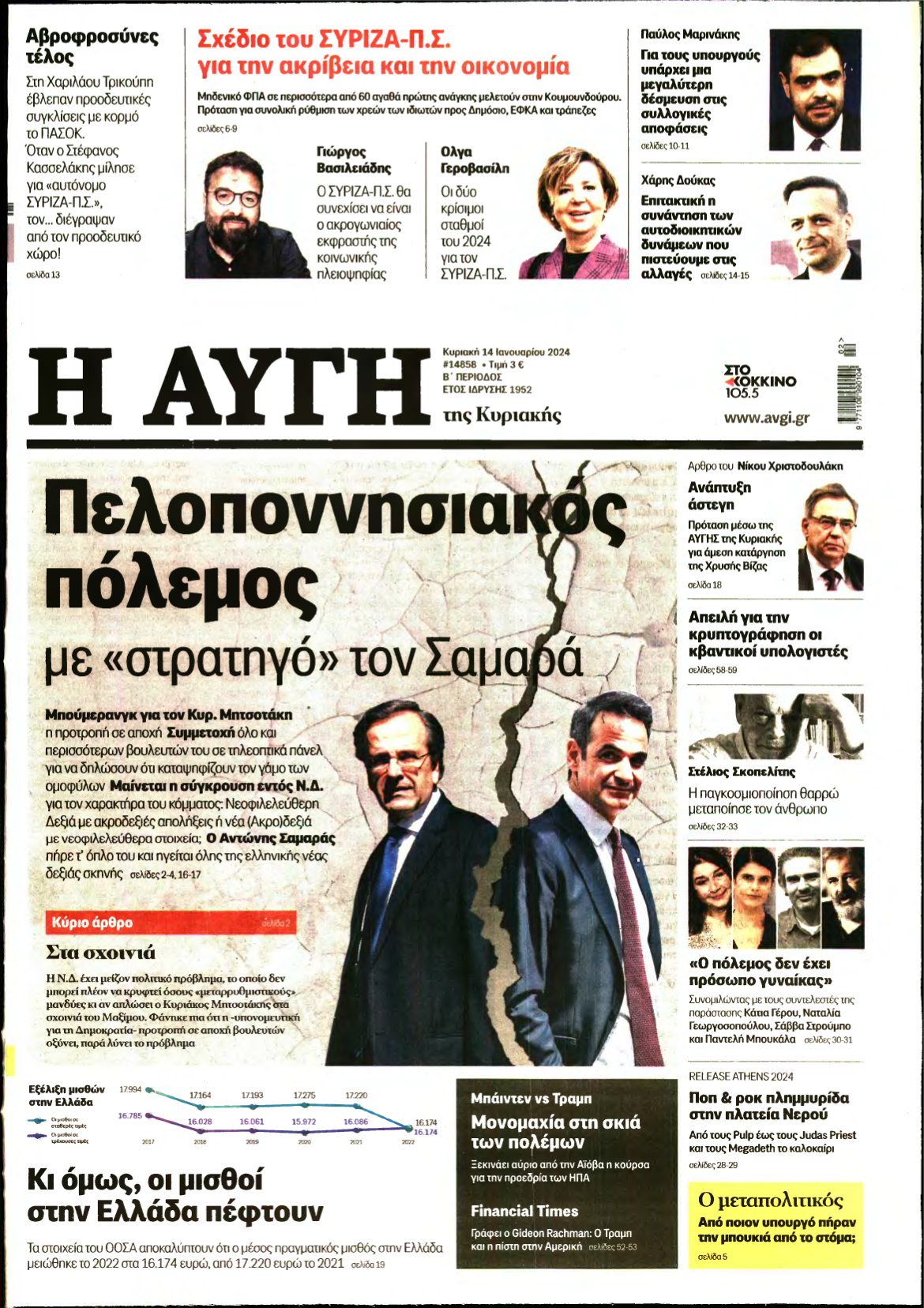 ΑΥΓΗ ΤΗΣ ΚΥΡΙΑΚΗΣ – 14/01/2024