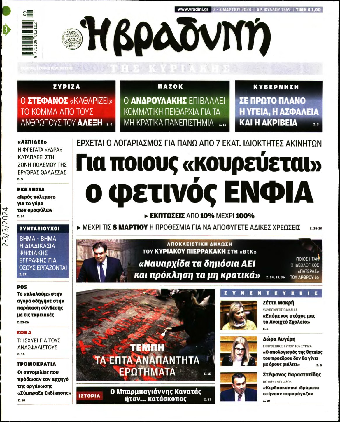 ΒΡΑΔΥΝΗ ΤΗΣ ΚΥΡΙΑΚΗΣ – 02/03/2024