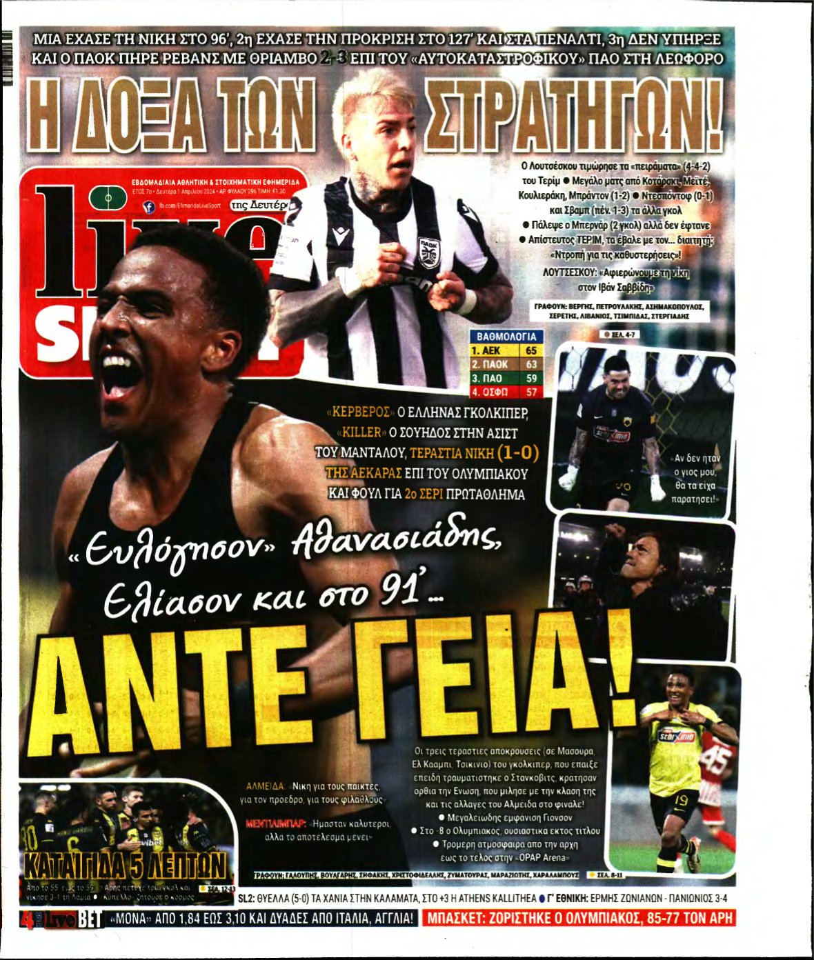 LIVE SPORT – 01/04/2024