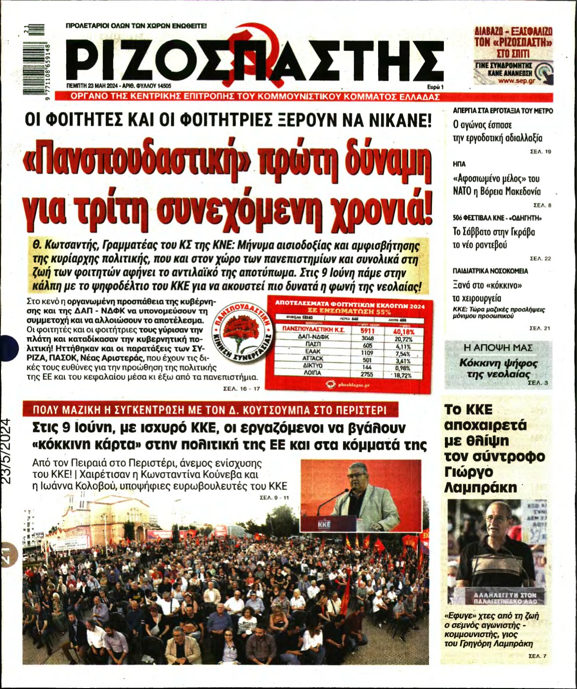 ΡΙΖΟΣΠΑΣΤΗΣ – 23/05/2024