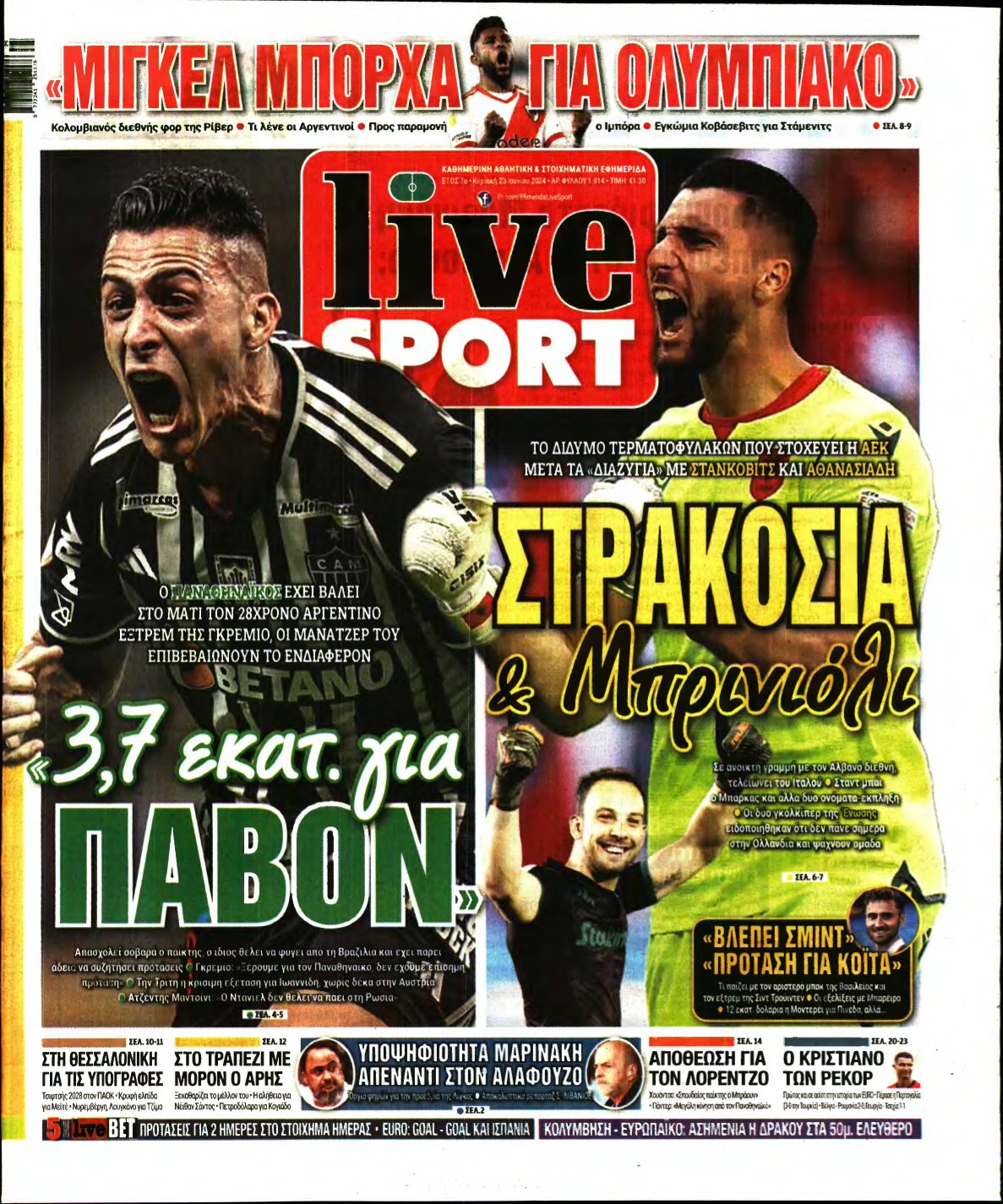 LIVE SPORT ΚΥΡΙΑΚΗΣ – 23/06/2024