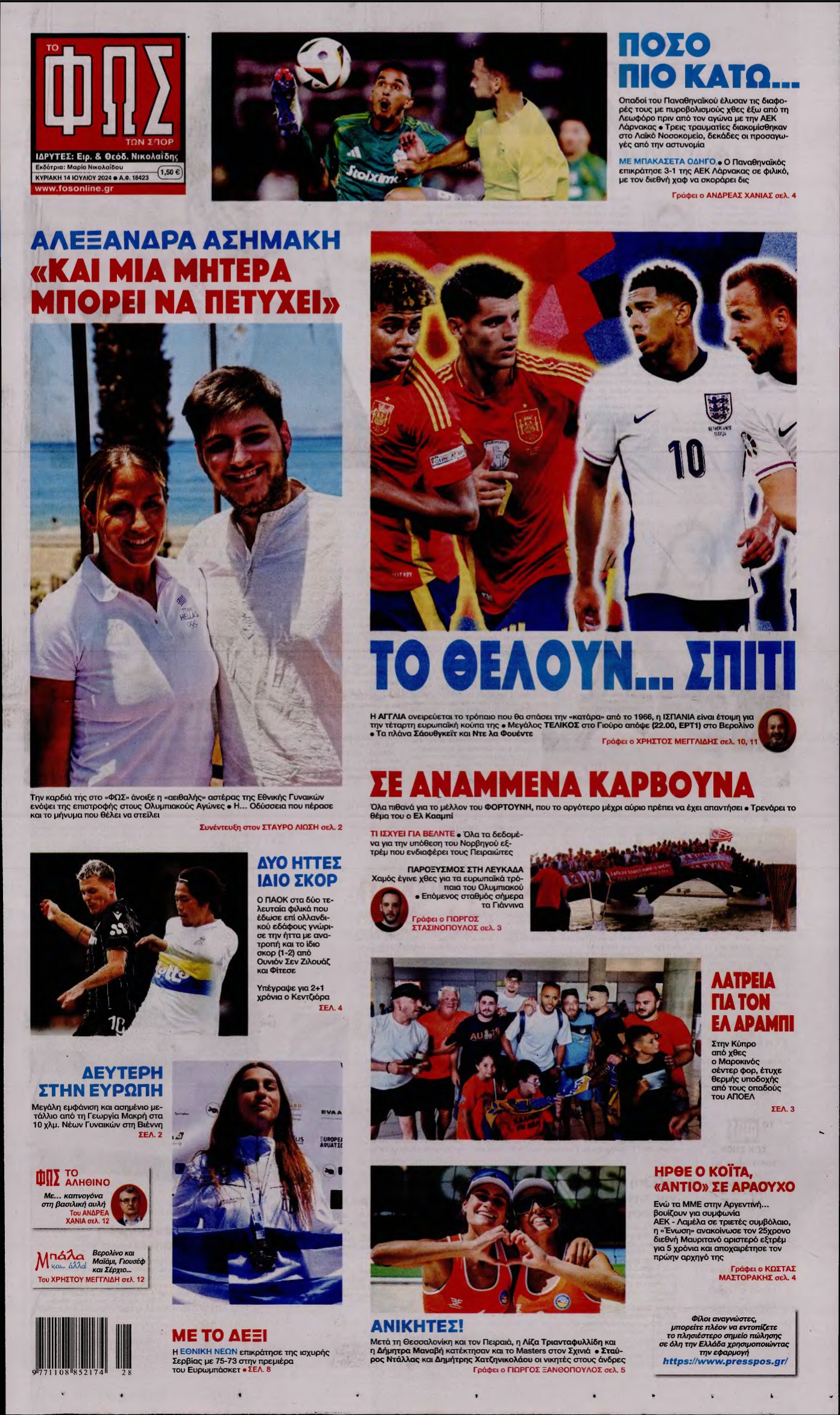ΦΩΣ ΤΩΝ ΣΠΟΡ ΤΗΣ ΚΥΡΙΑΚΗΣ – 14/07/2024