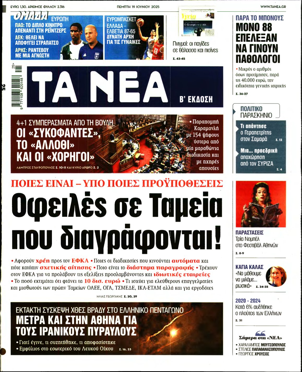 ΤΑ ΝΕΑ – 19/06/2025