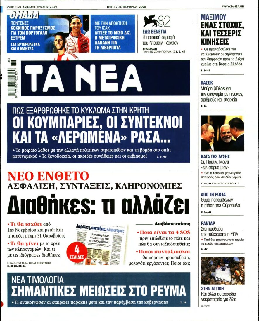 ΤΑ ΝΕΑ – 02/09/2025