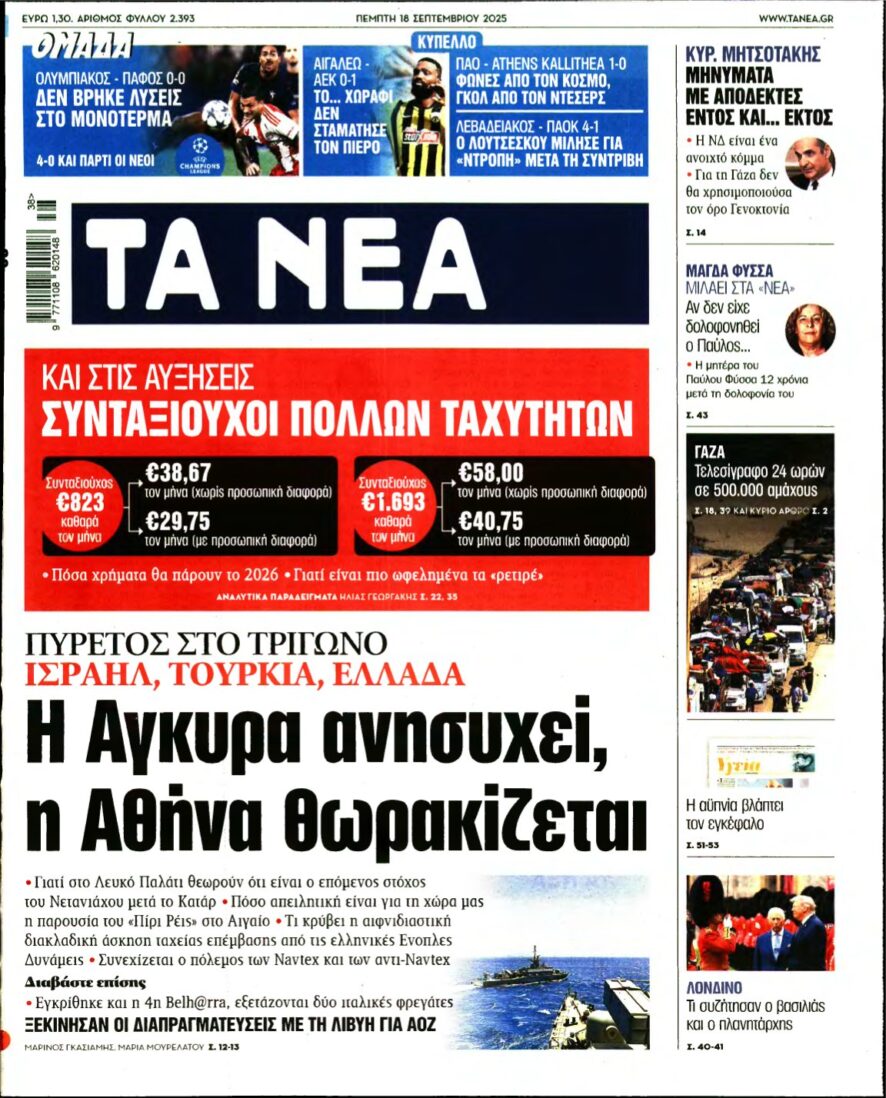 ΤΑ ΝΕΑ – 18/09/2025