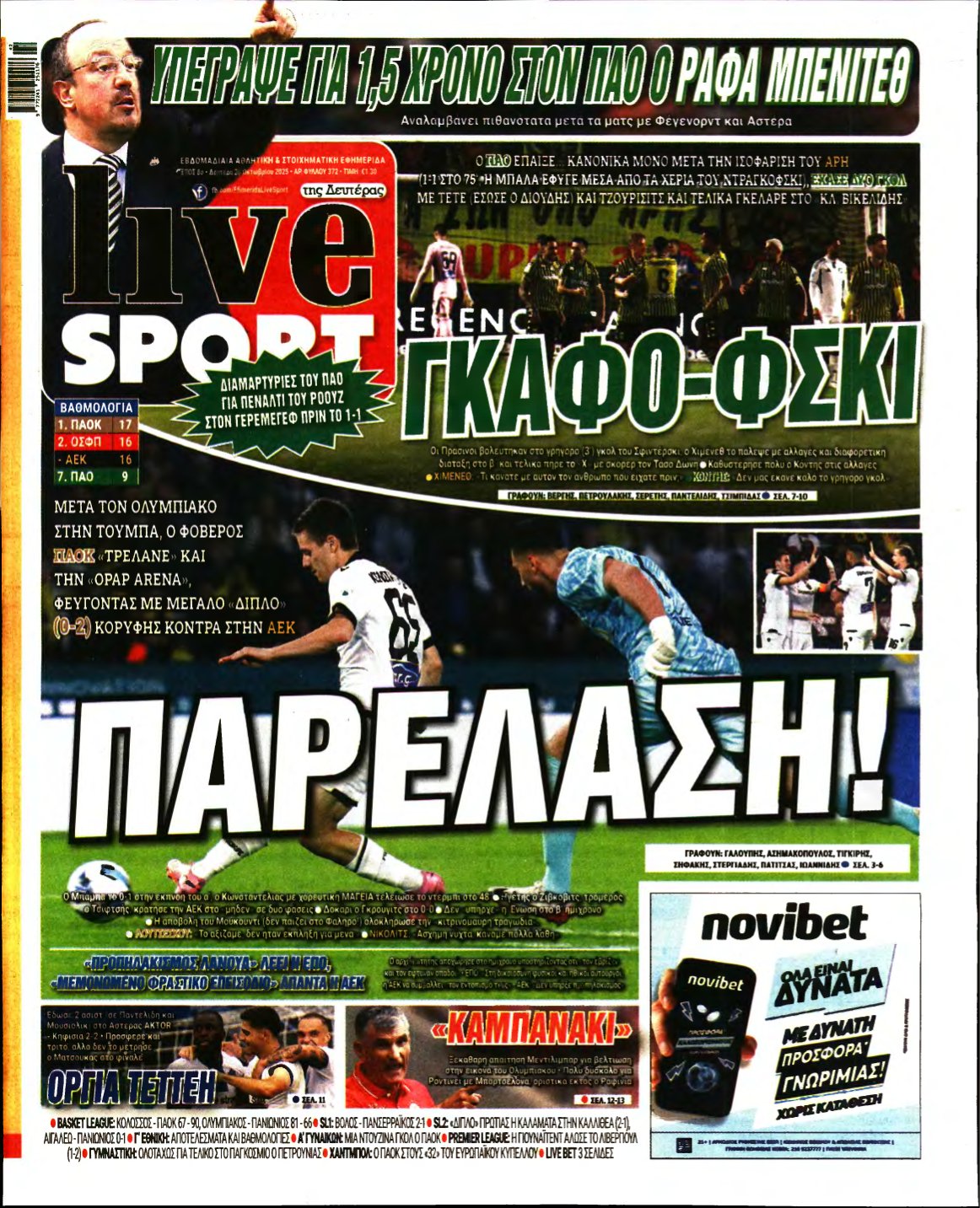 LIVE SPORT – 20/10/2025