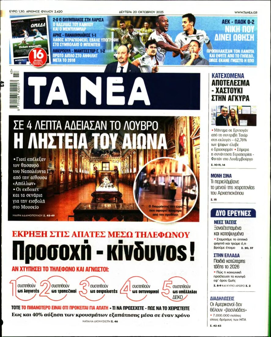 ΤΑ ΝΕΑ – 20/10/2025