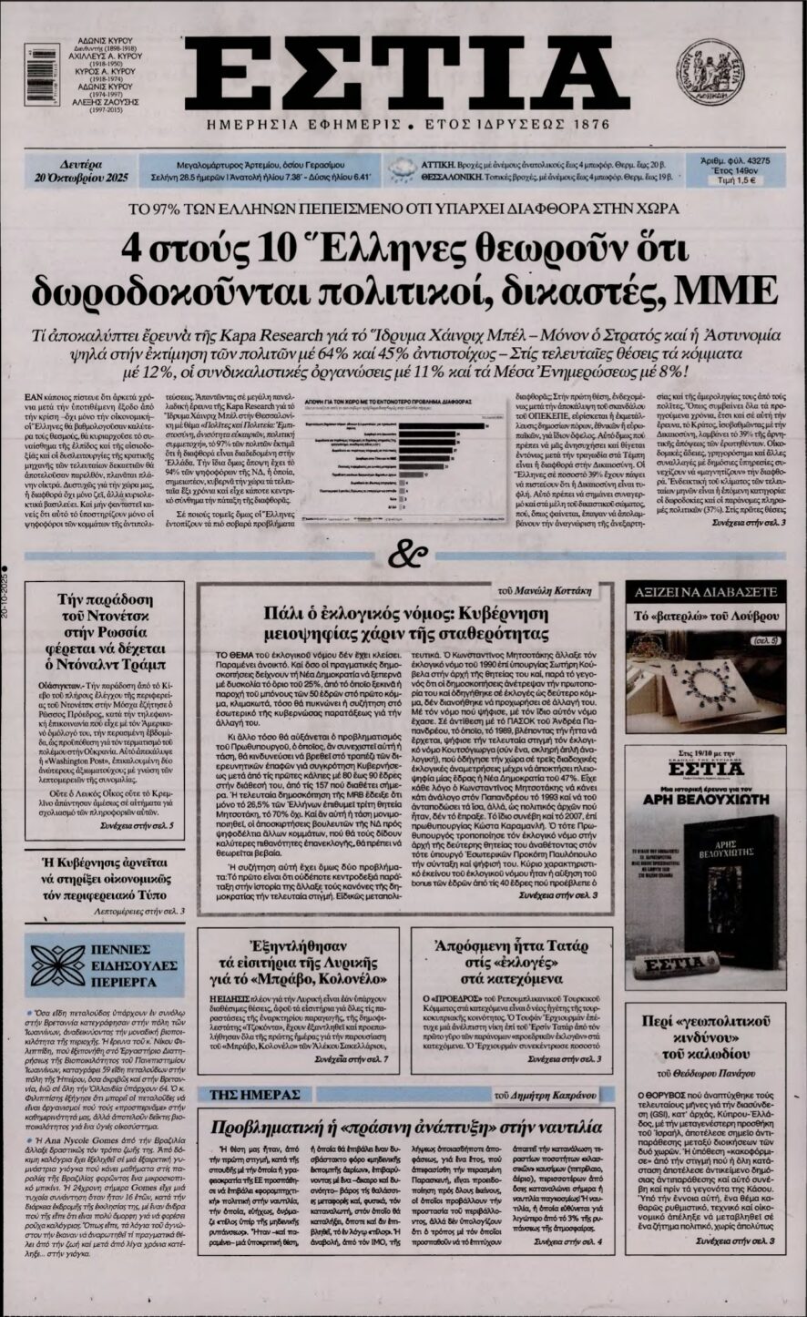 ΕΣΤΙΑ – 20/10/2025