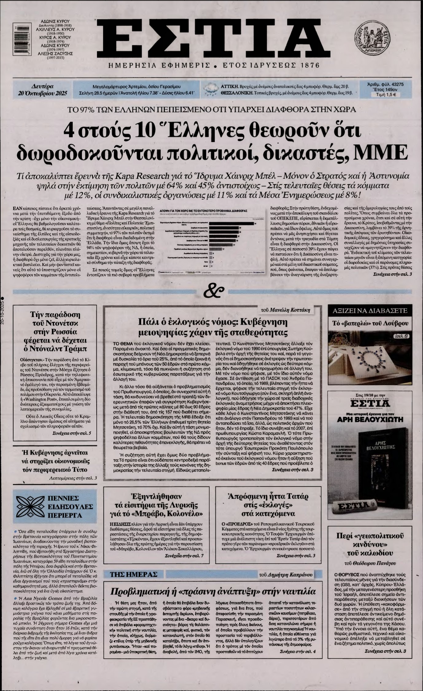 ΕΣΤΙΑ – 20/10/2025