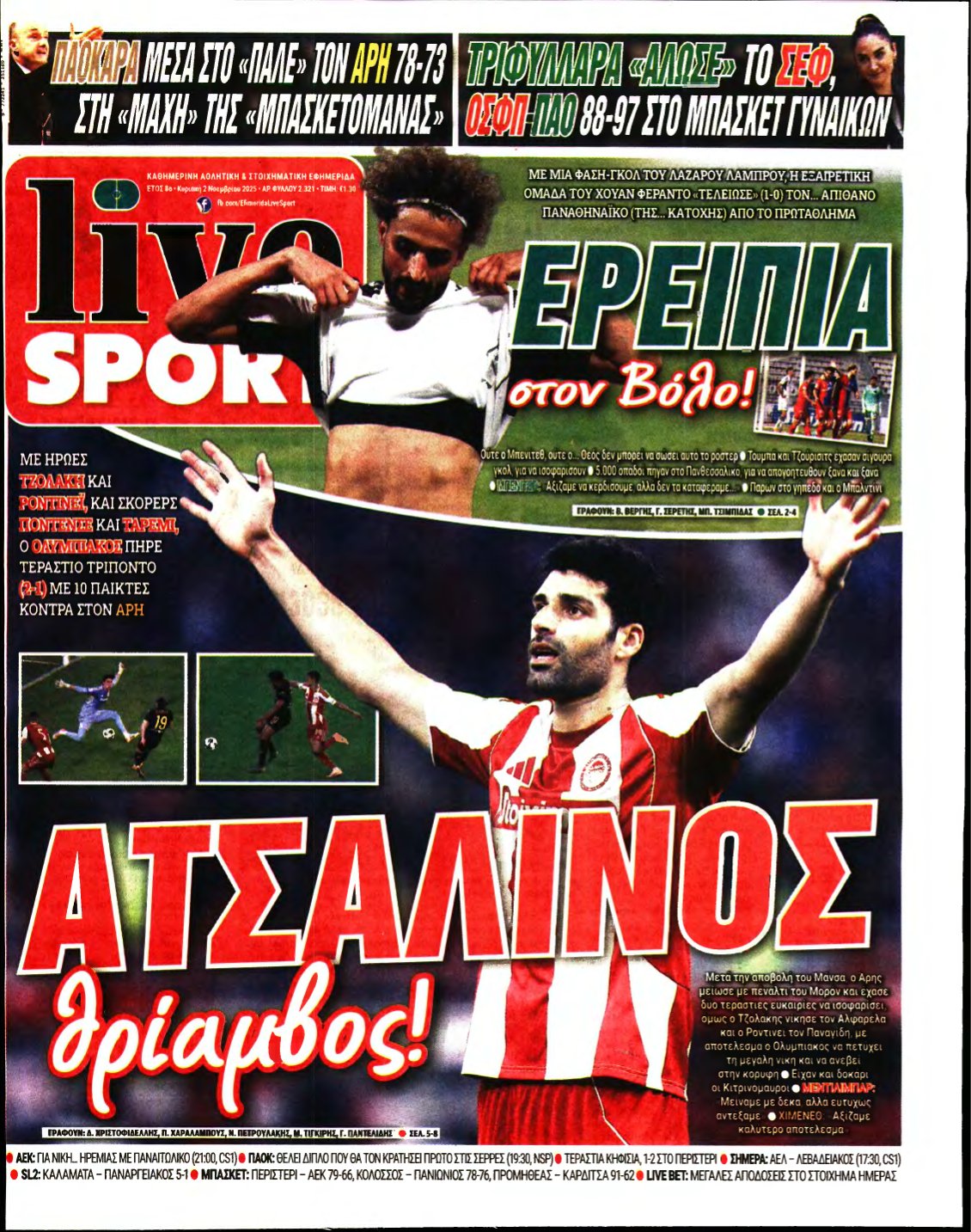 LIVE SPORT ΚΥΡΙΑΚΗΣ – 02/11/2025