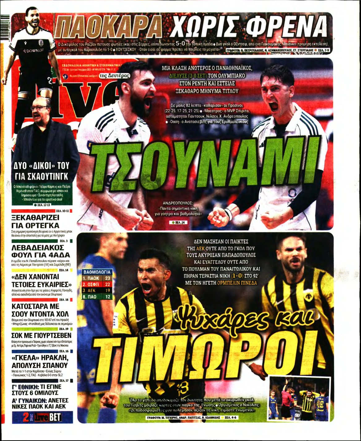 LIVE SPORT – 03/11/2025