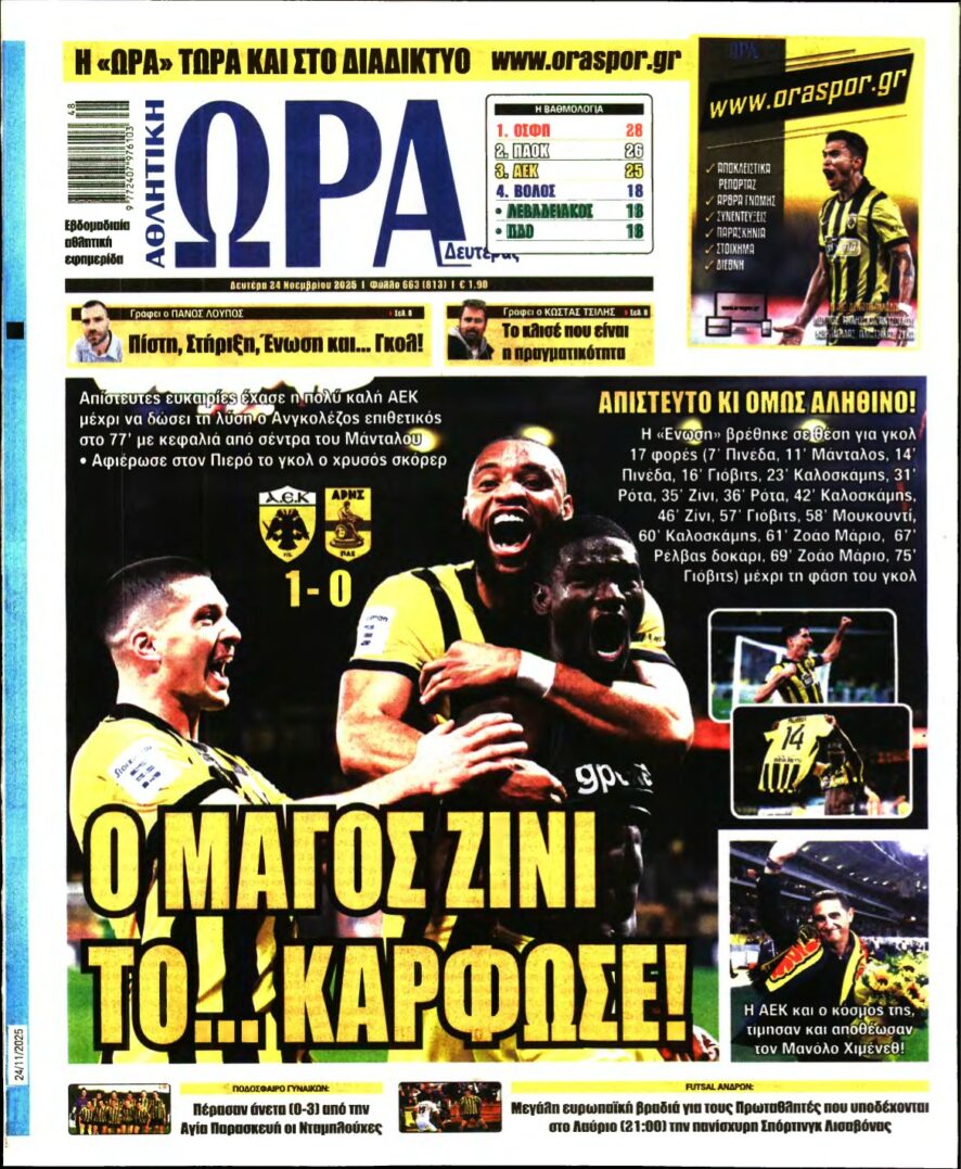 ΩΡΑ ΤΩΝ ΣΠΟΡ – 24/11/2025